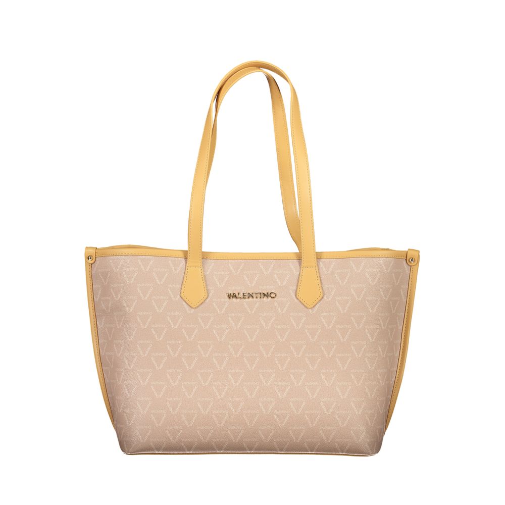 Mario Valentino Beige Polyurethane Women's Bag with Central Pocket and Zip Women's Closure