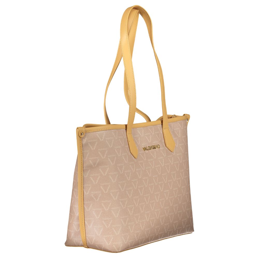 Mario Valentino Beige Polyurethane Women's Bag with Central Pocket and Zip Women's Closure