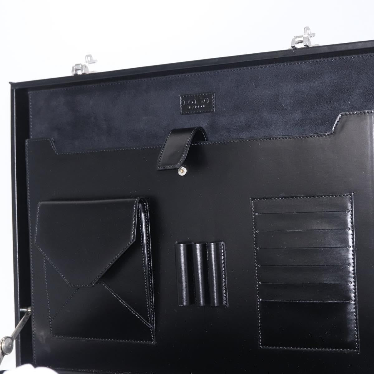 Loewe Anagram Business Leather Black Leather Briefcase Bag (Pre-Owned)
