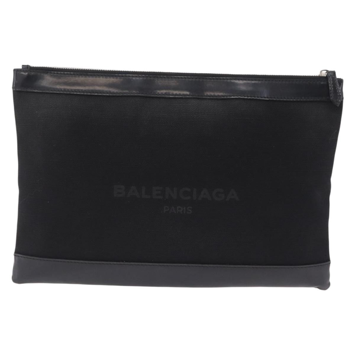 Balenciaga Navy Zip Canvas And Leather Black Canvas Clutche & Pouche Bag (Pre-Owned)