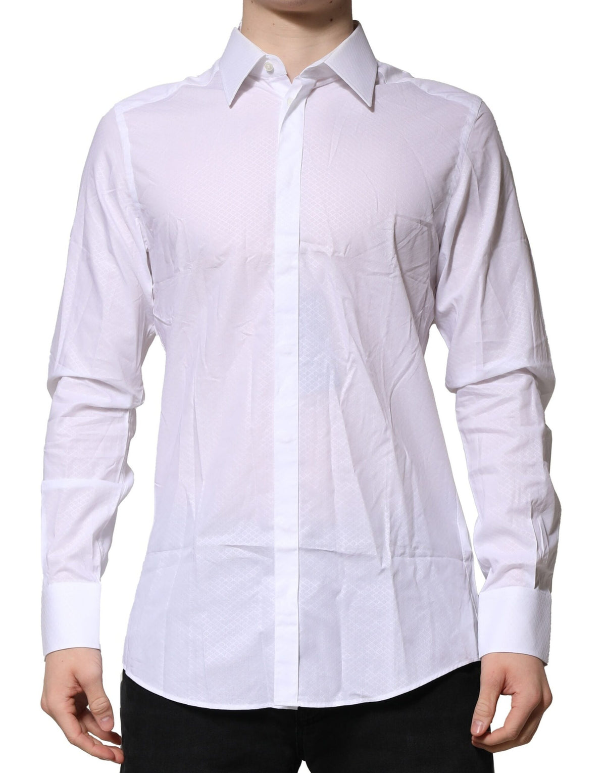 Dolce & Gabbana White MARTINI Long Sleeve Dress Formal Men's Shirt