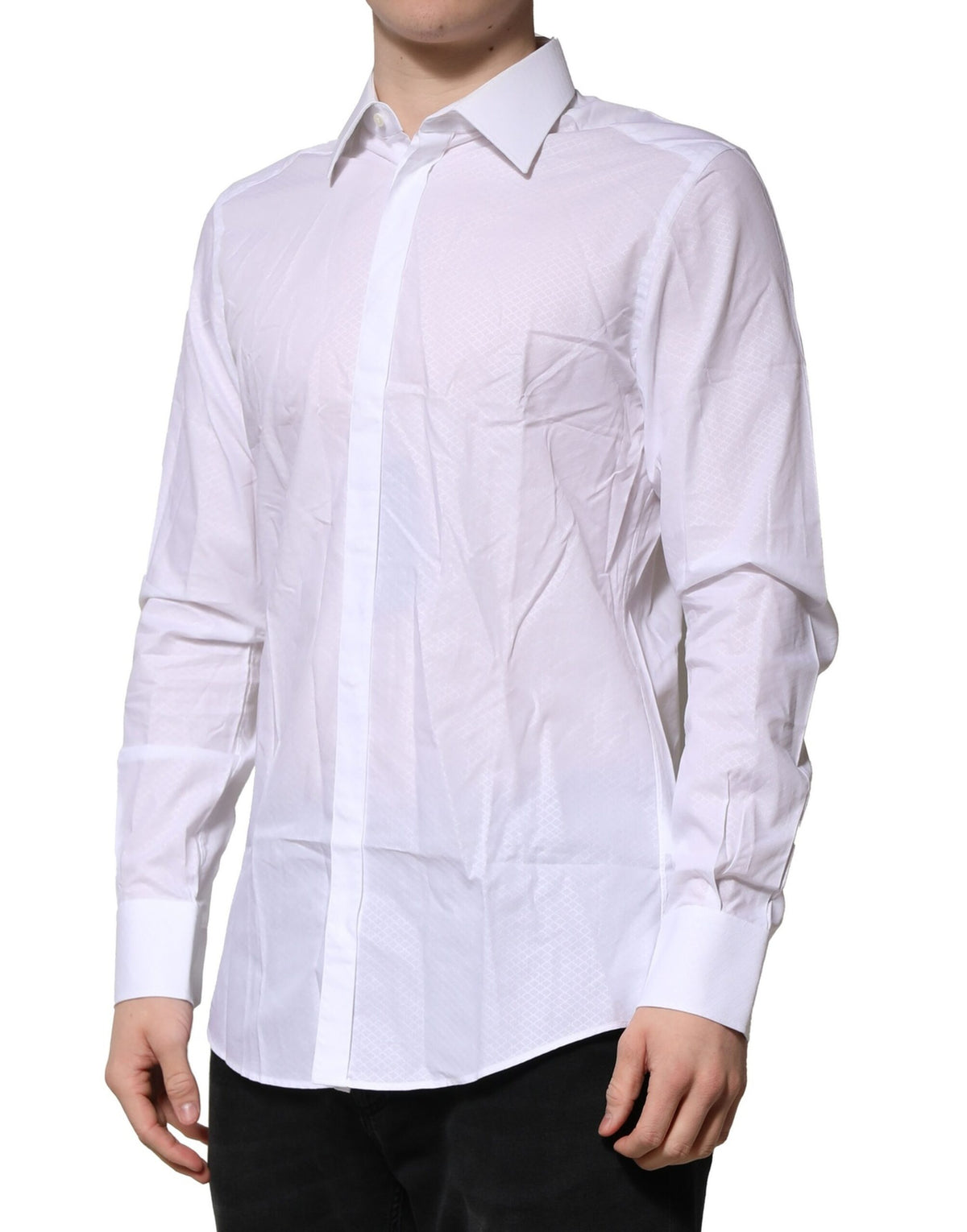 Dolce & Gabbana White MARTINI Long Sleeve Dress Formal Men's Shirt