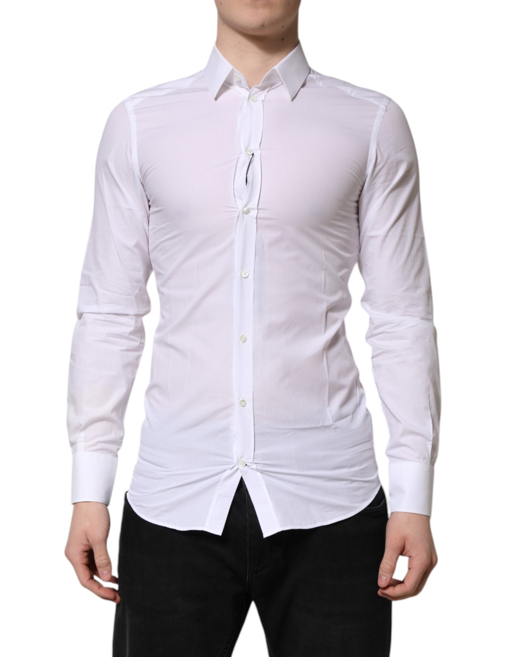 Dolce & Gabbana White GOLD Long Sleeves Dress Men Formal Men's Shirt