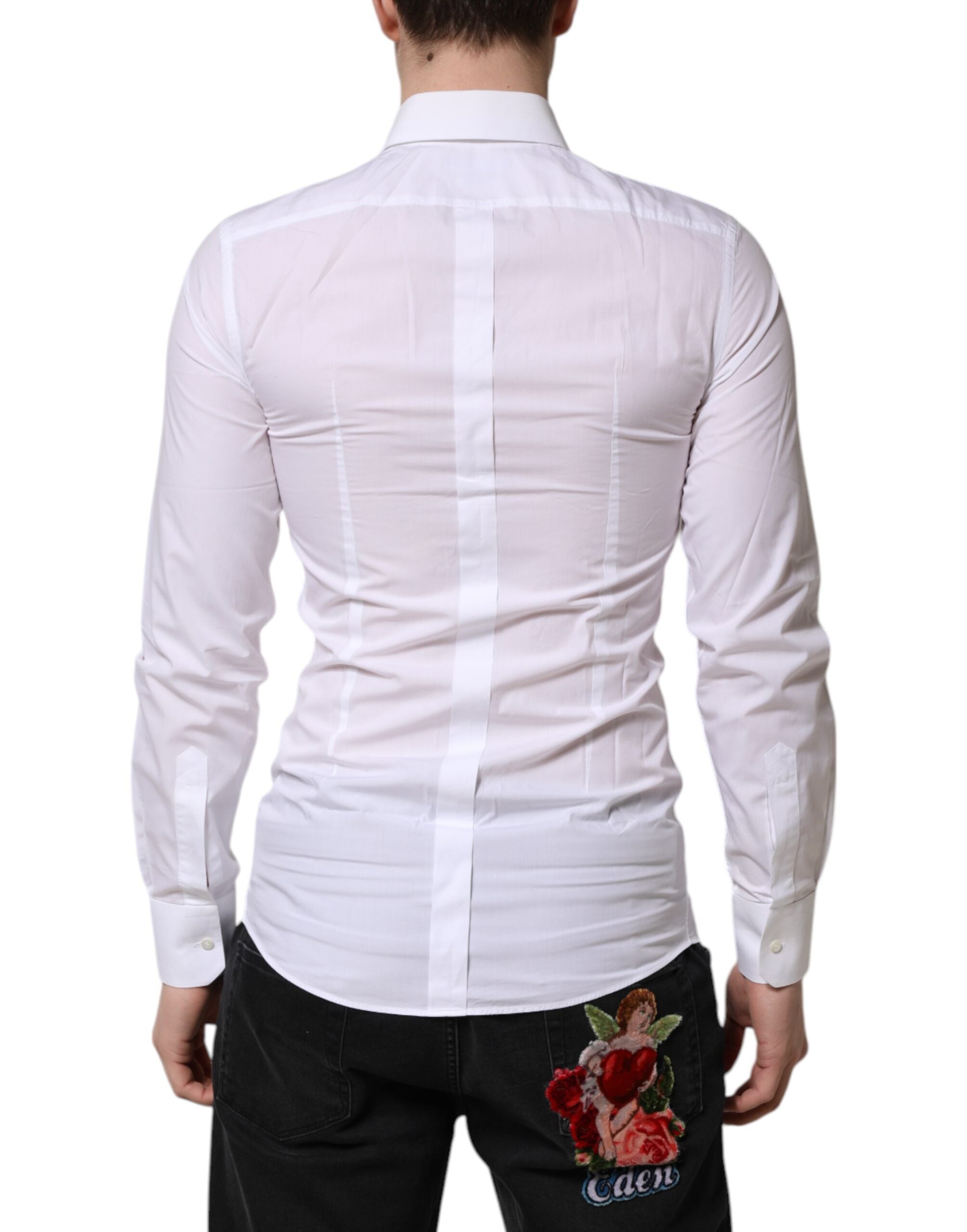Dolce & Gabbana White GOLD Long Sleeves Dress Men Formal Men's Shirt
