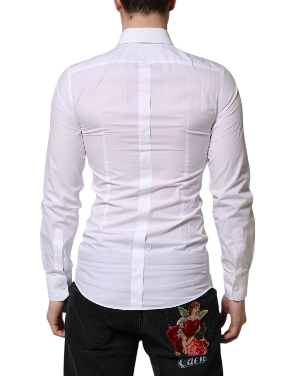 Dolce & Gabbana White GOLD Long Sleeves Dress Men Formal Men's Shirt