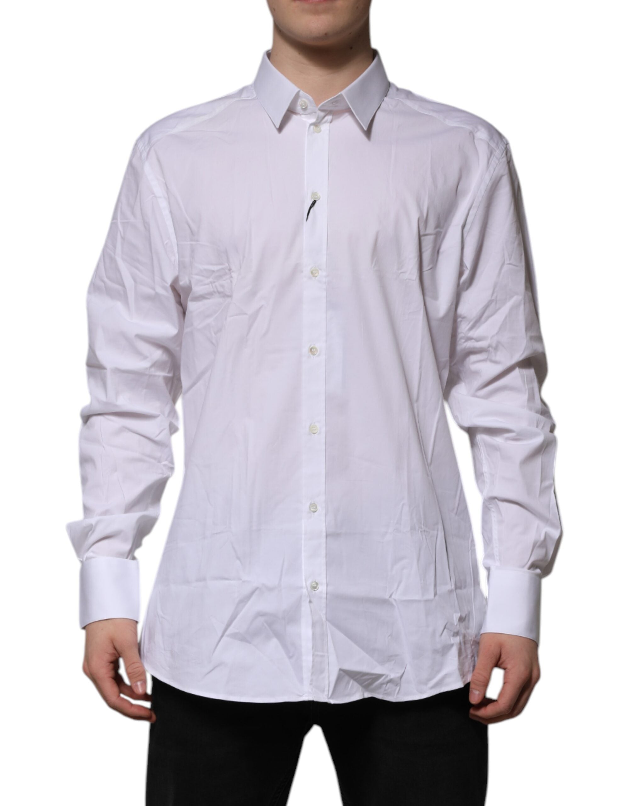 Dolce & Gabbana White GOLD Long Sleeve Dress Formal Men's Shirt (Pre-Owned)