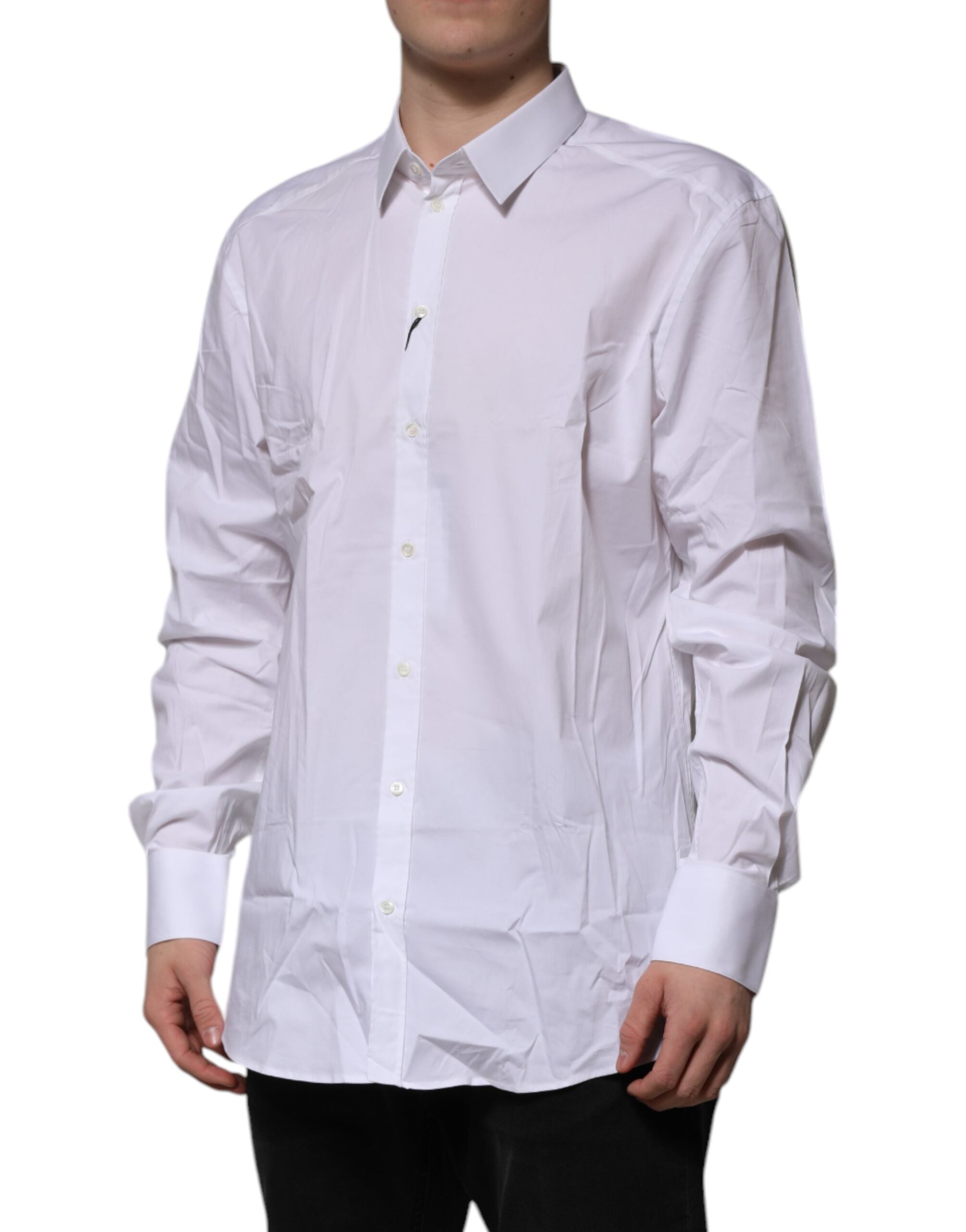 Dolce & Gabbana White GOLD Long Sleeve Dress Formal Men's Shirt (Pre-Owned)