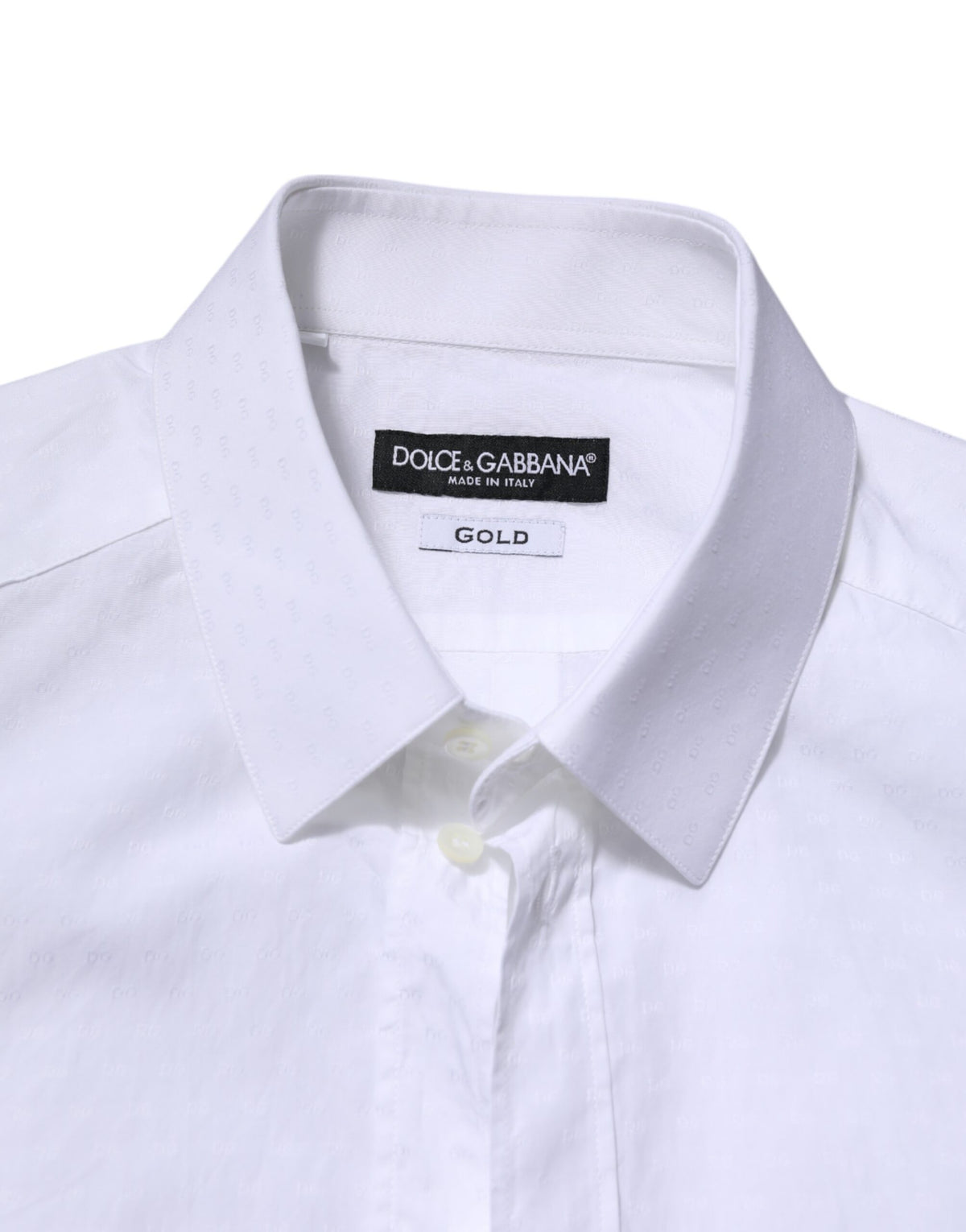 Dolce & Gabbana White GOLD Long Sleeve Dress Men Formal Men's Shirt (Pre-Owned)