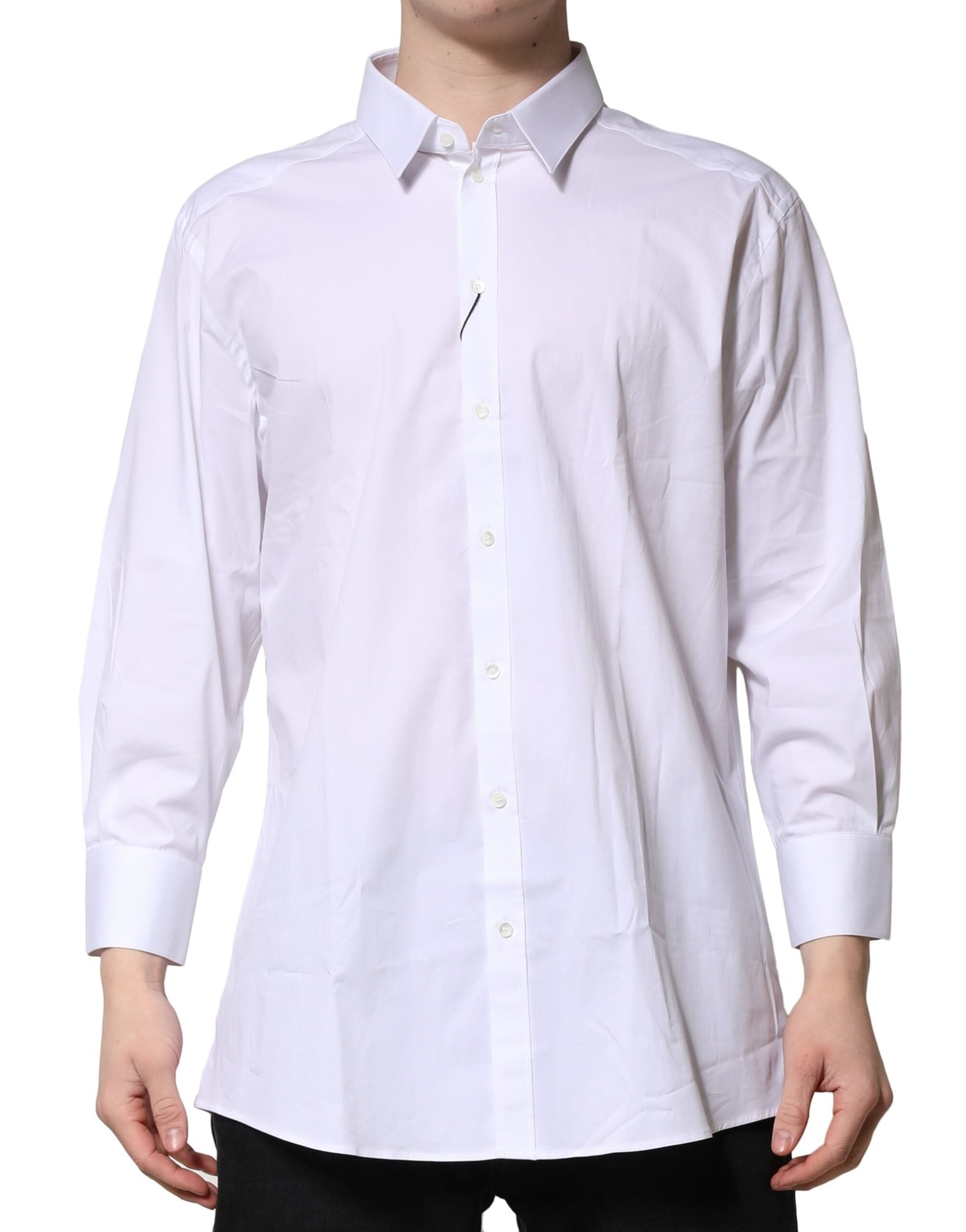 Dolce & Gabbana White GOLD Long Sleeve Dress Men Formal Men's Shirt (Pre-Owned)