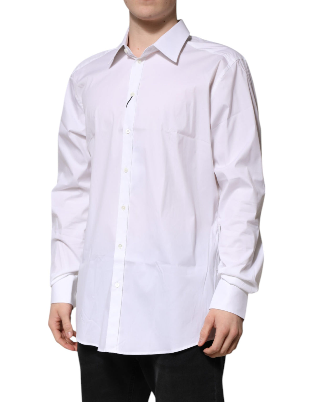 Dolce & Gabbana White GOLD Long Sleeve Dress Men Formal Men's Shirt (Pre-Owned)