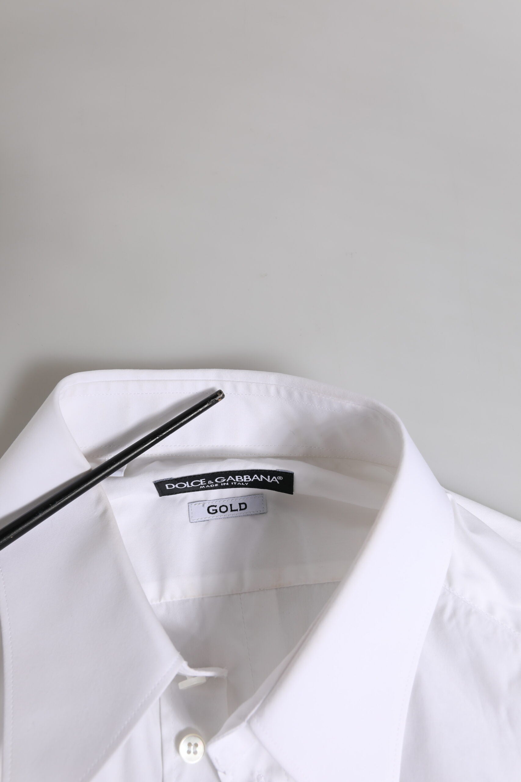 Dolce & Gabbana White GOLD Long Sleeve Dress Men Formal Men's Shirt (Pre-Owned)