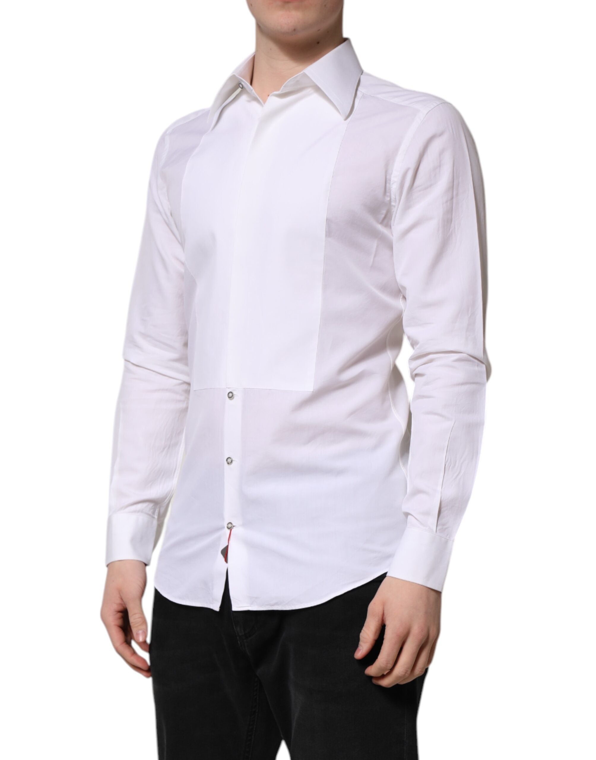 Dolce & Gabbana White GOLD Cotton Poplin Dress Formal Men's Shirt (Pre-Owned)