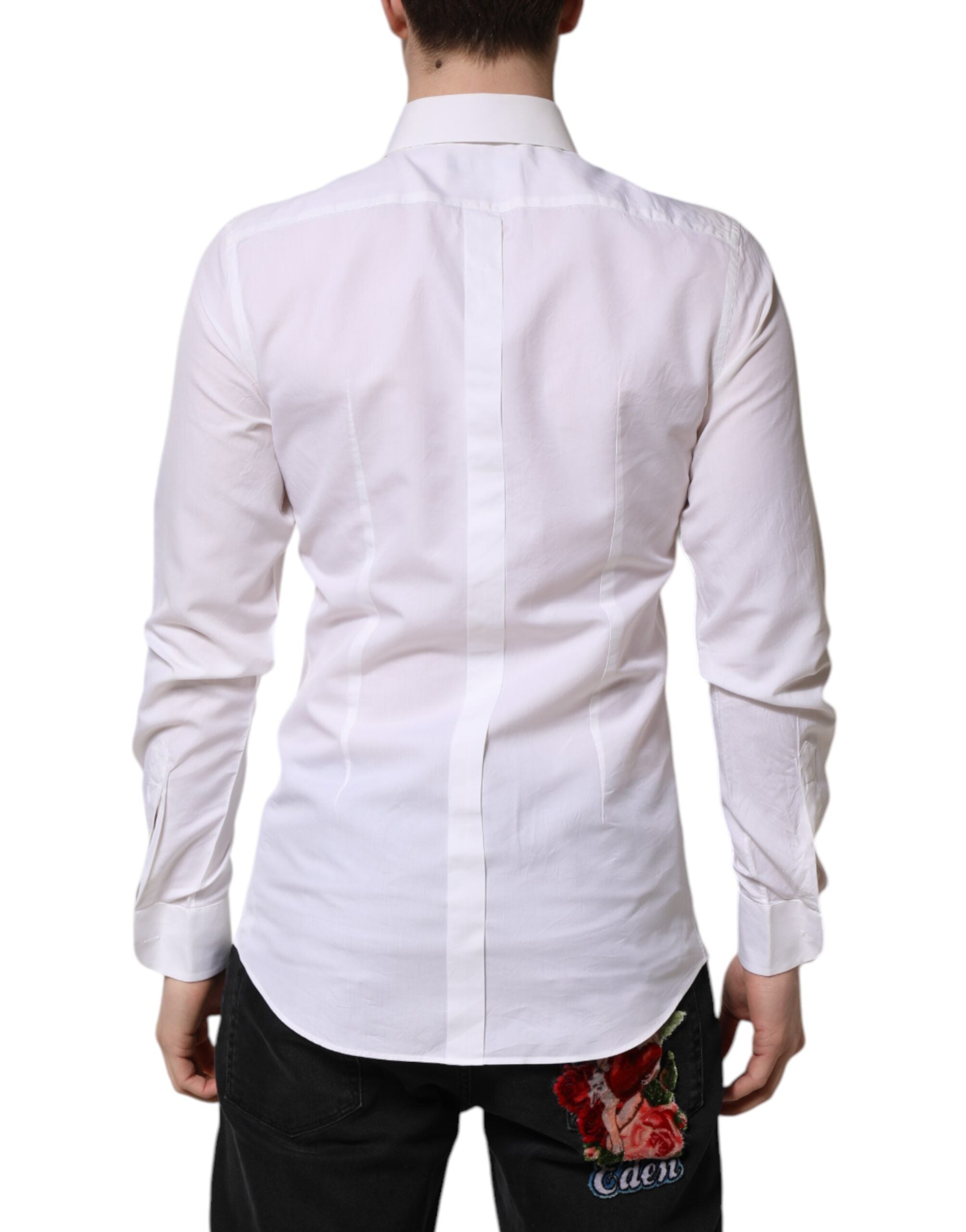 Dolce & Gabbana White GOLD Cotton Poplin Dress Formal Men's Shirt (Pre-Owned)