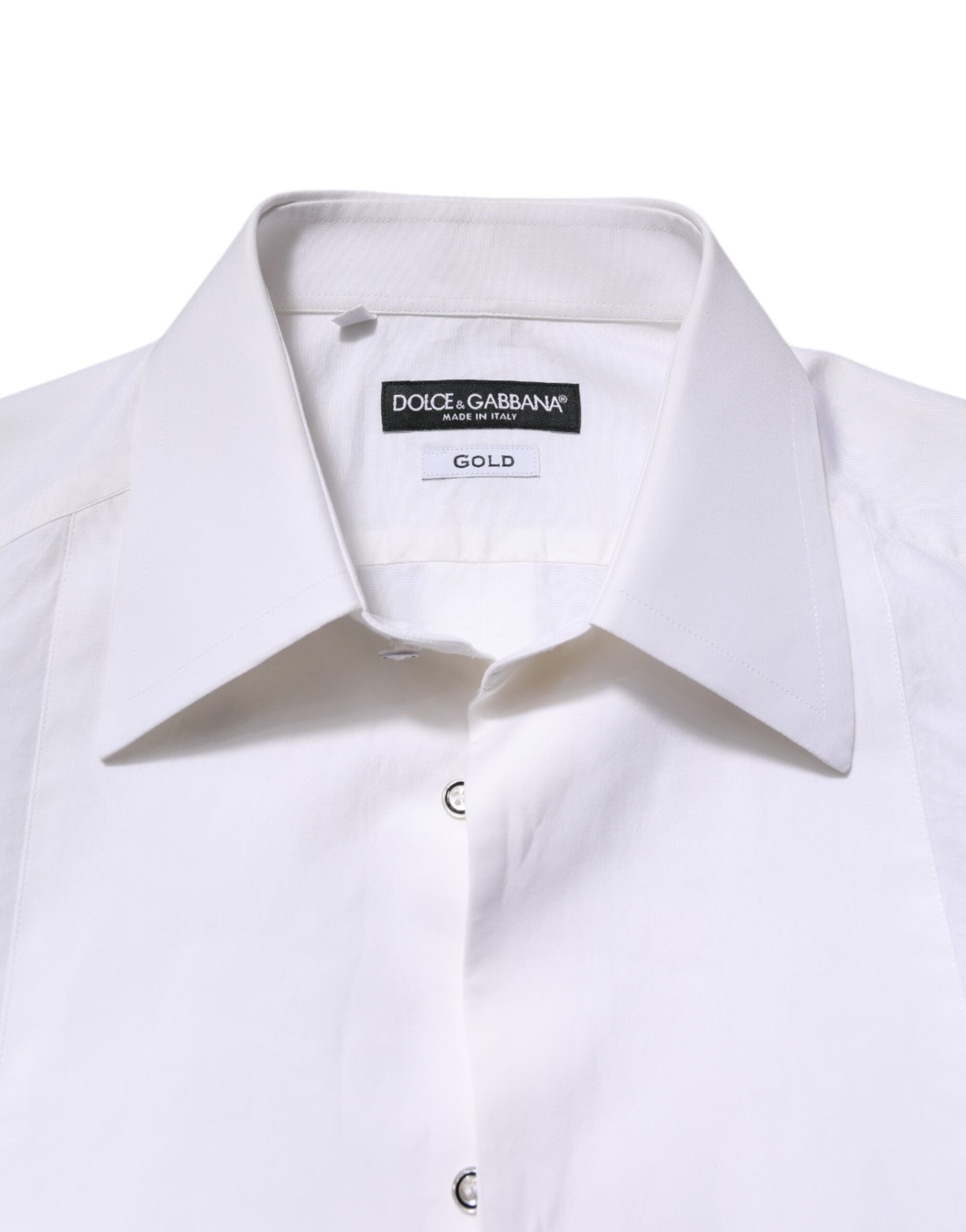 Dolce & Gabbana White GOLD Cotton Poplin Dress Formal Men's Shirt (Pre-Owned)