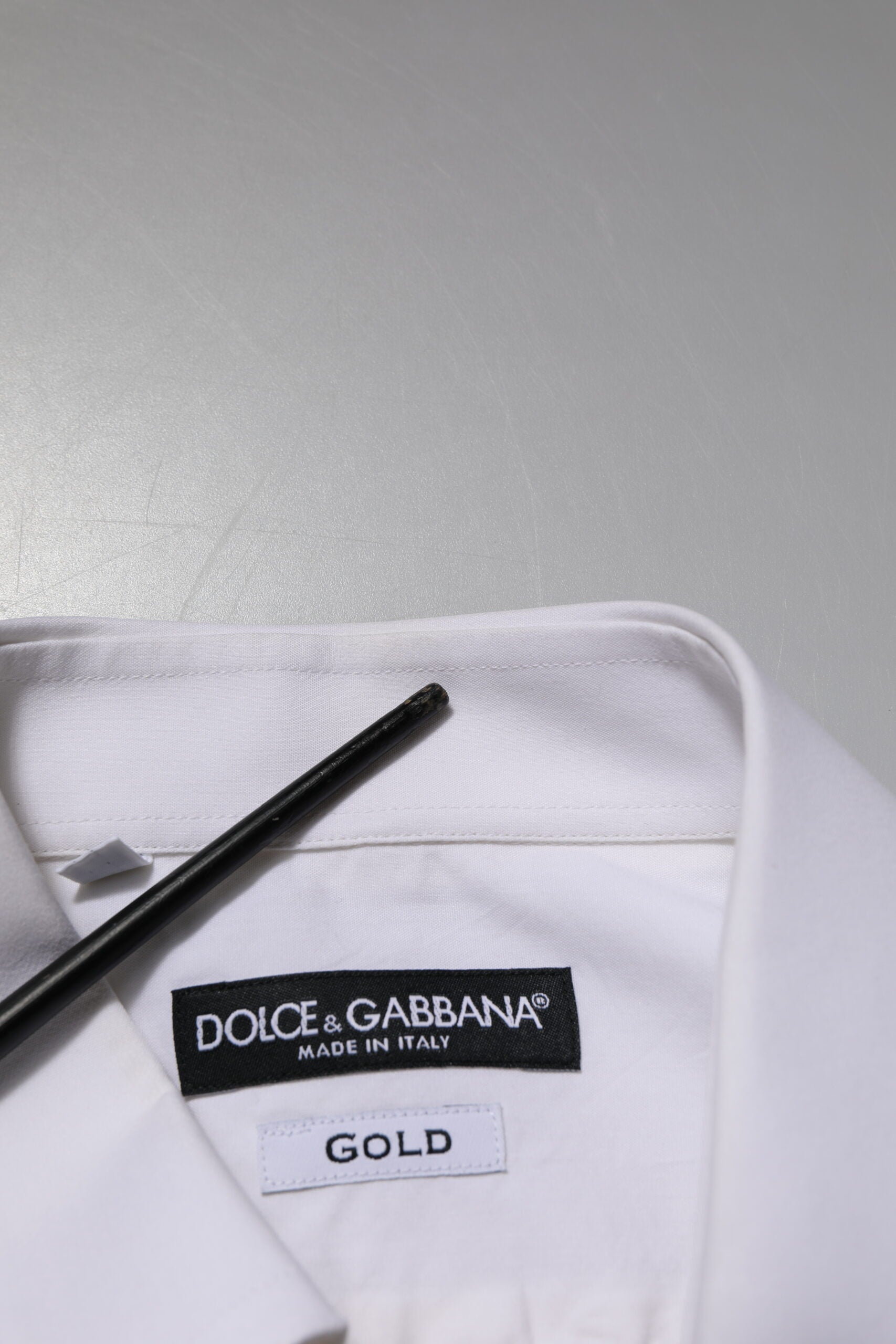 Dolce & Gabbana White GOLD Cotton Poplin Dress Formal Men's Shirt (Pre-Owned)