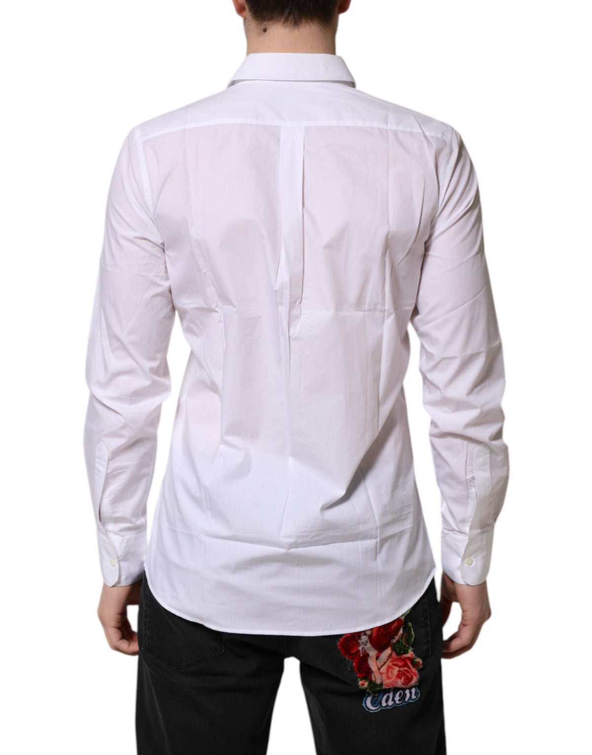 Dolce & Gabbana White Cotton Long Sleeves Dress Formal Men's Shirt (Pre-Owned)