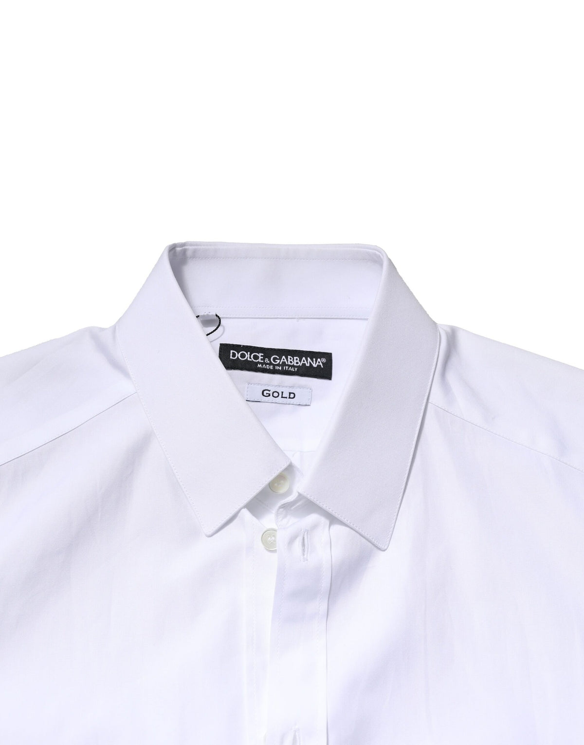 Dolce & Gabbana White GOLD Cotton Long Sleeves Men Formal Men's Shirt (Pre-Owned)