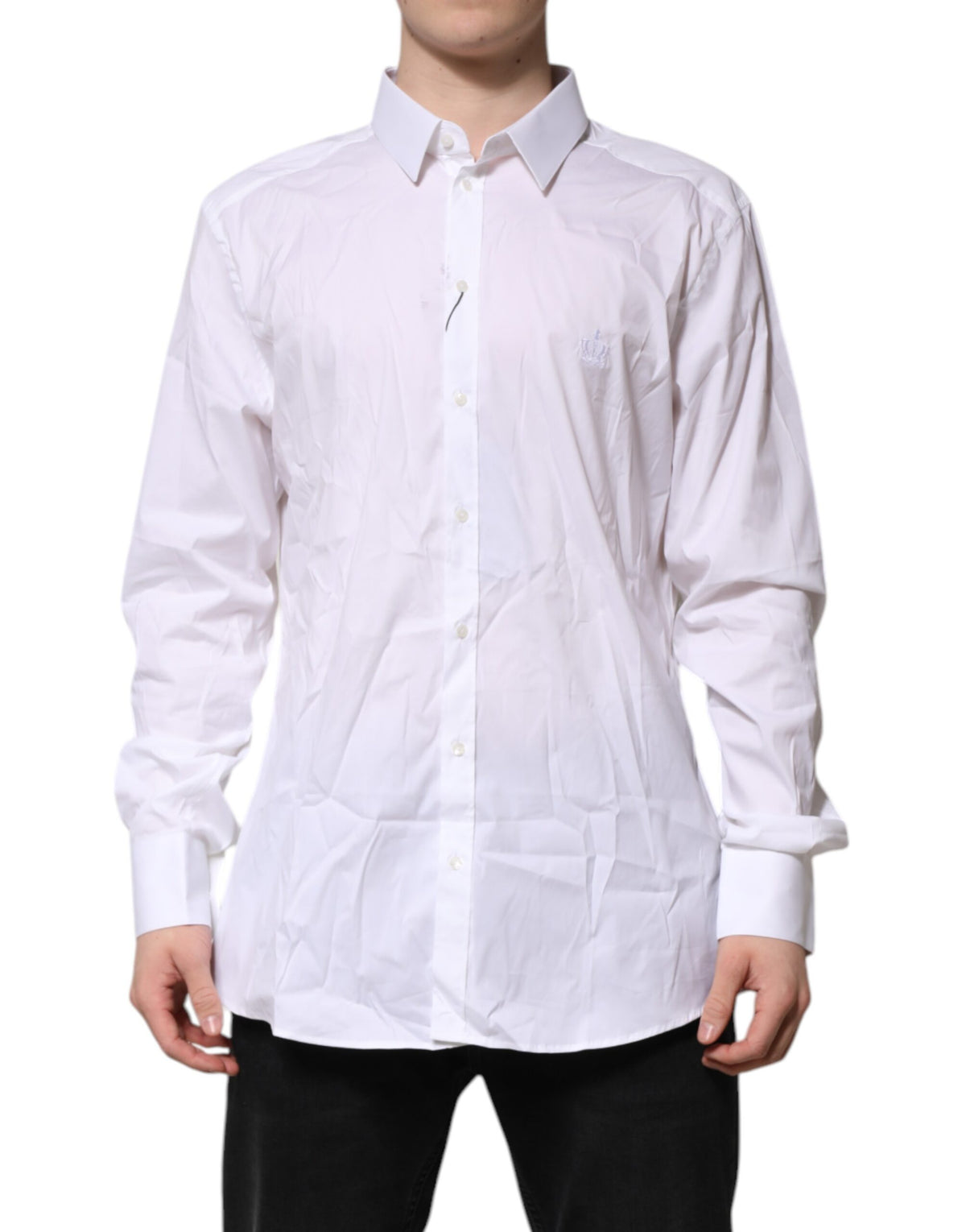 Dolce & Gabbana White GOLD Cotton Men Dress Formal Men's Shirt (Pre-Owned)