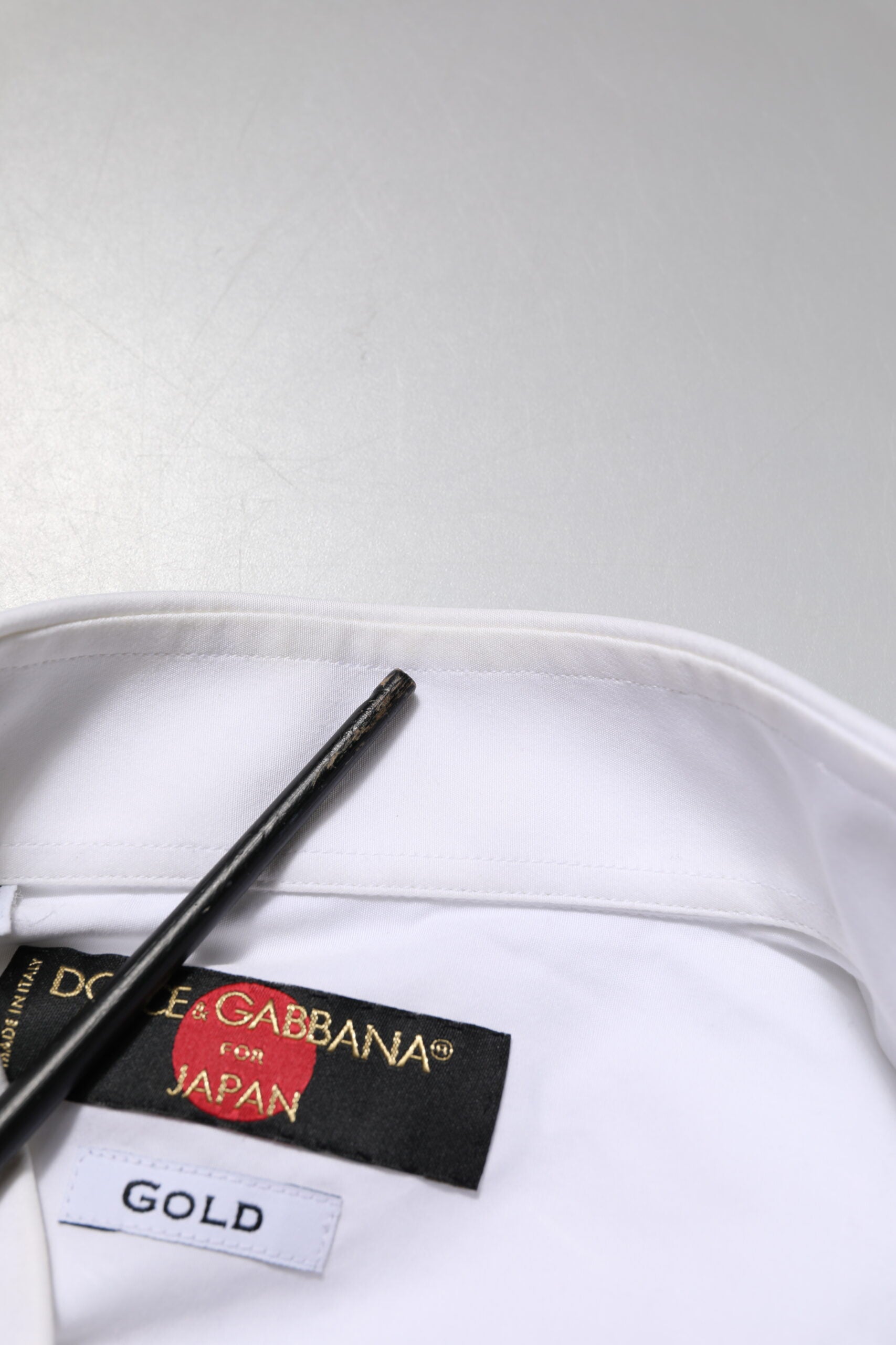 Dolce & Gabbana White GOLD Cotton Bib Dress Formal Men's Shirt (Pre-Owned)