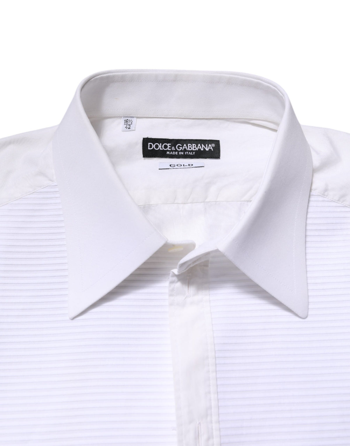 Dolce & Gabbana White GOLD Cotton Long Sleeves Formal Men's Shirt (Pre-Owned)
