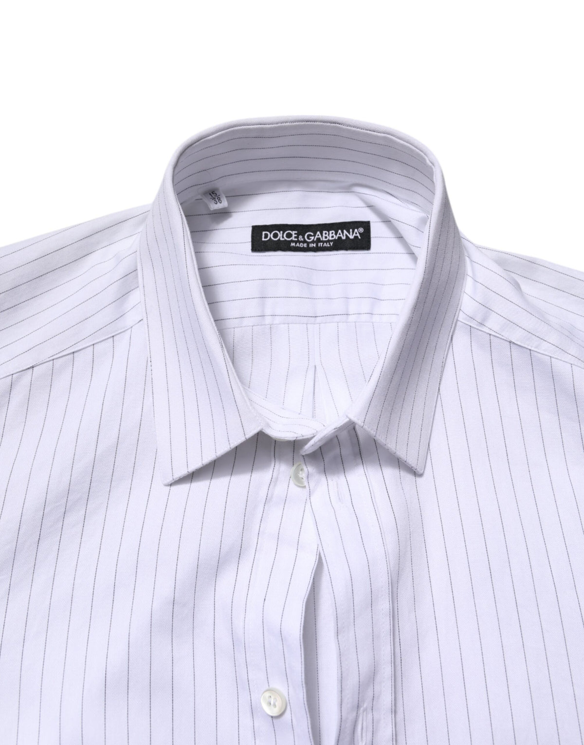 Dolce & Gabbana White Stripes Cotton Long Sleeve Formal Men's Shirt