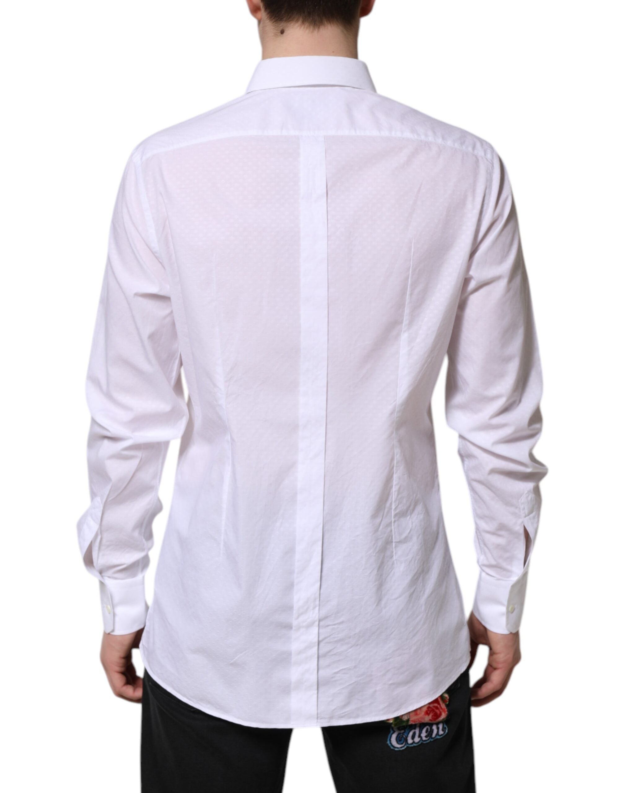 Dolce & Gabbana White GOLD Cotton Long Sleeves Formal Men's Shirt