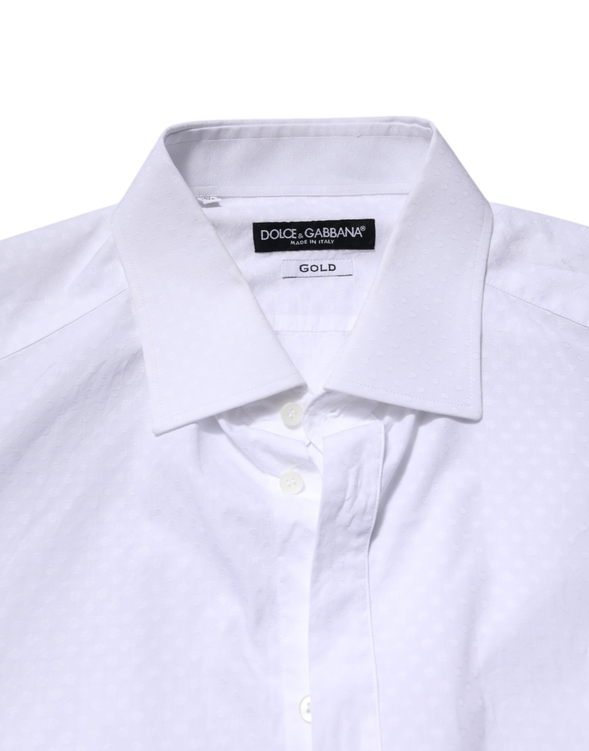 Dolce & Gabbana White GOLD Cotton Long Sleeves Formal Men's Shirt