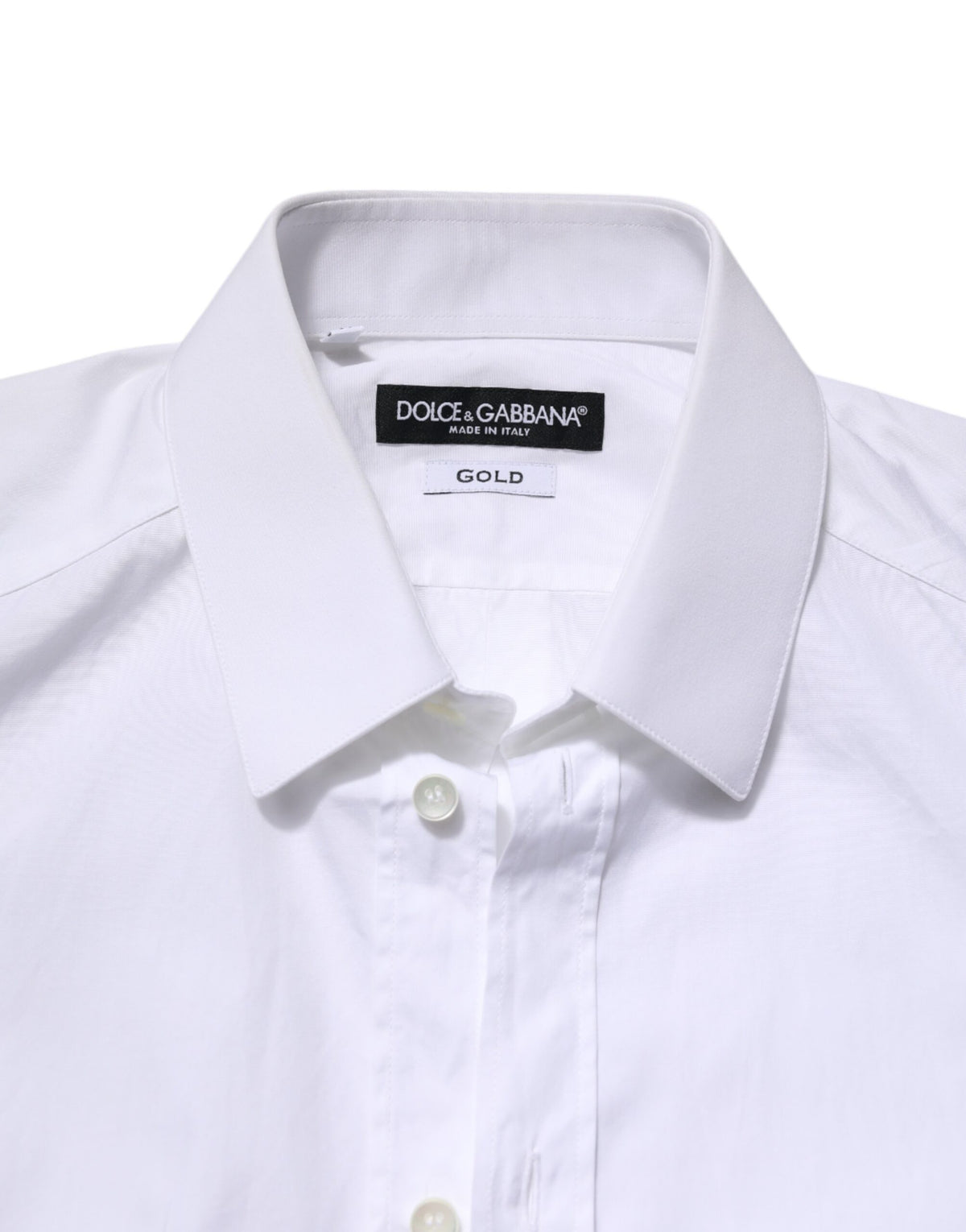 Dolce & Gabbana White GOLD Cotton Long Sleeve Men Formal Men's Shirt (Pre-Owned)