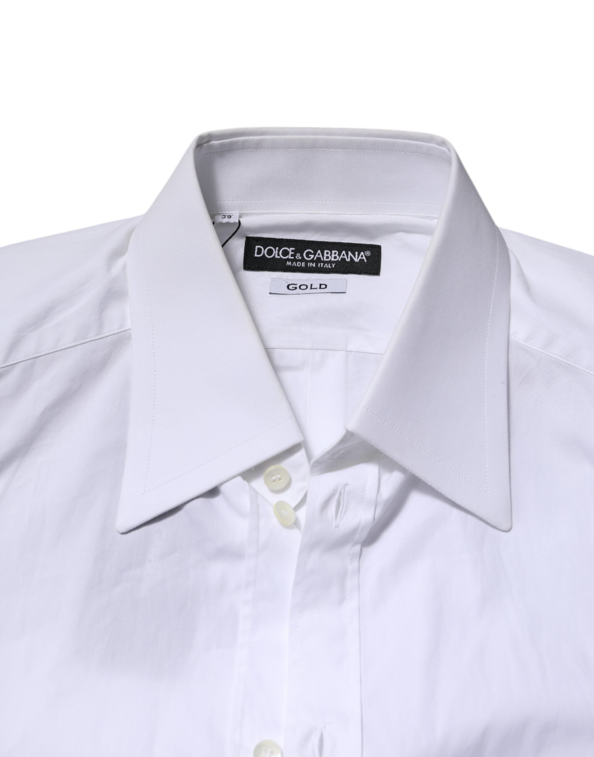 Dolce & Gabbana White GOLD Cotton Poplin Dress Formal Men's Shirt (Pre-Owned)