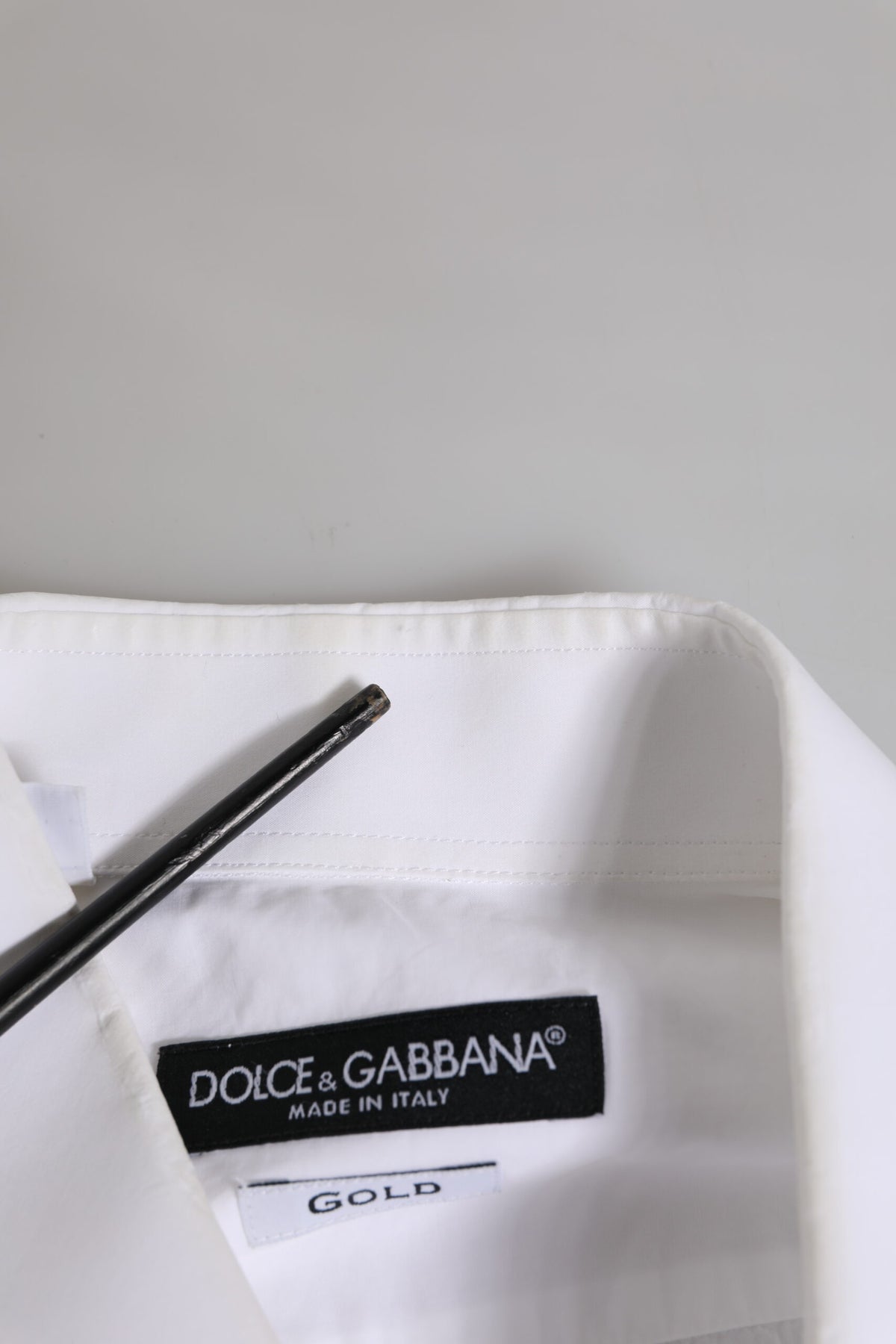 Dolce & Gabbana White GOLD Cotton Men Dress Formal Men's Shirt (Pre-Owned)