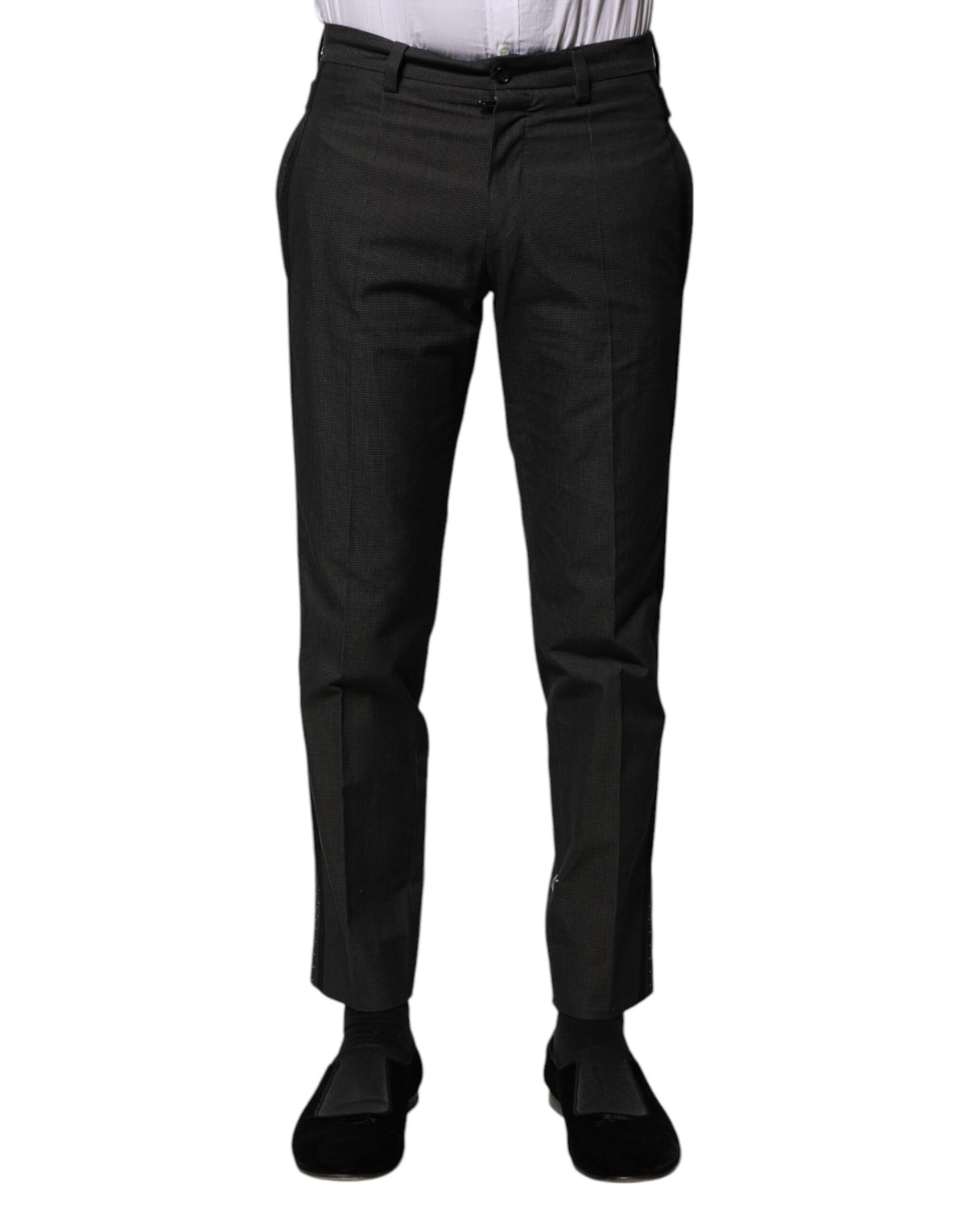 Dolce & Gabbana Gray Cotton Patterned Formal Men's Pants