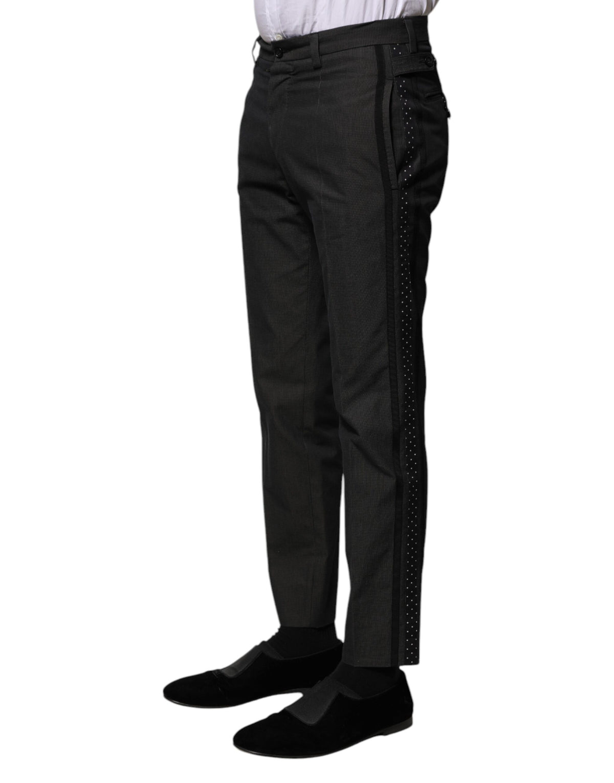 Dolce & Gabbana Gray Cotton Patterned Formal Men's Pants