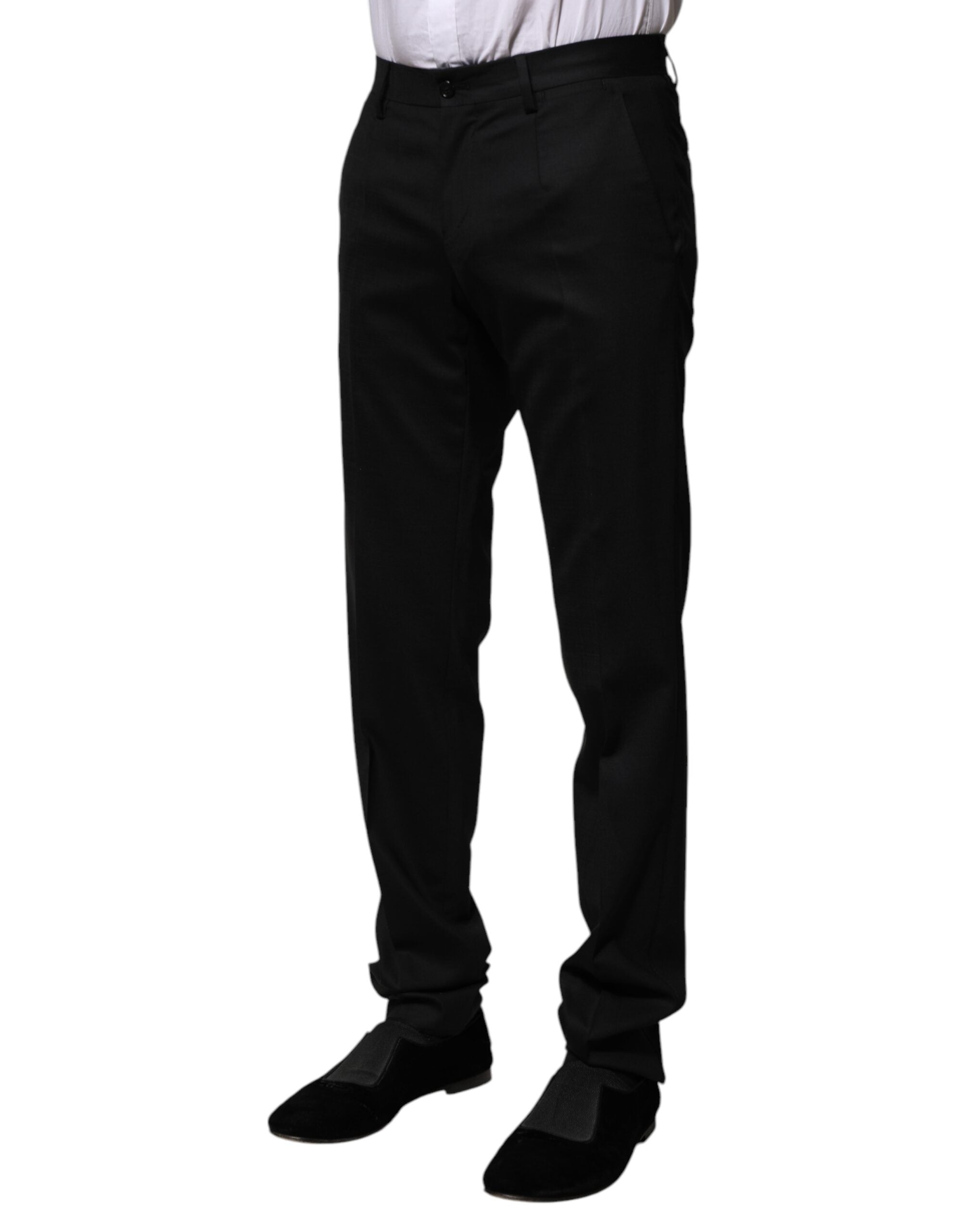Dolce & Gabbana Black Wool Formal Dress Men's Pants