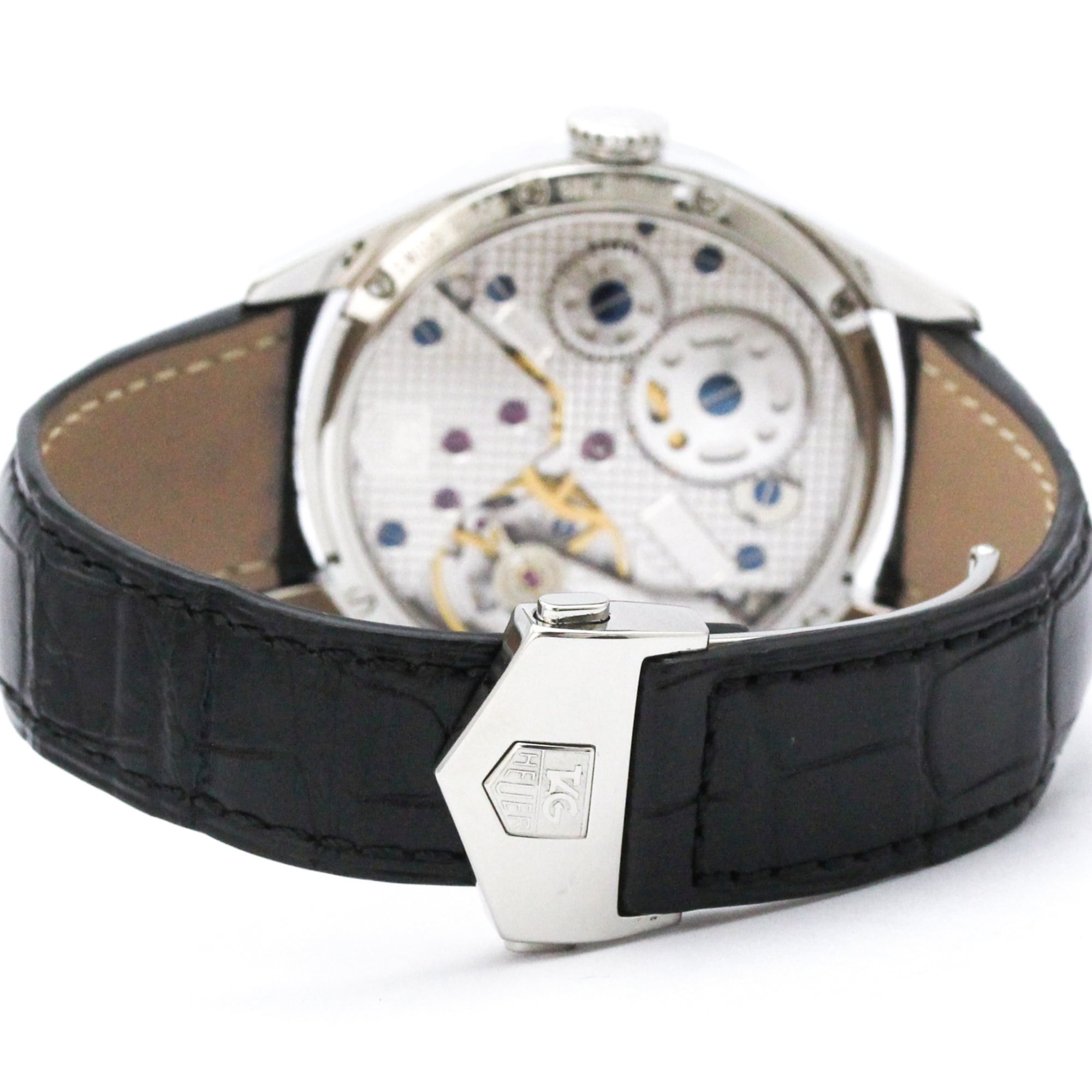 Tag Heuer Carrera Calibre 01 Manual Stainless Steel And Alligator Watch (Pre-Owned)