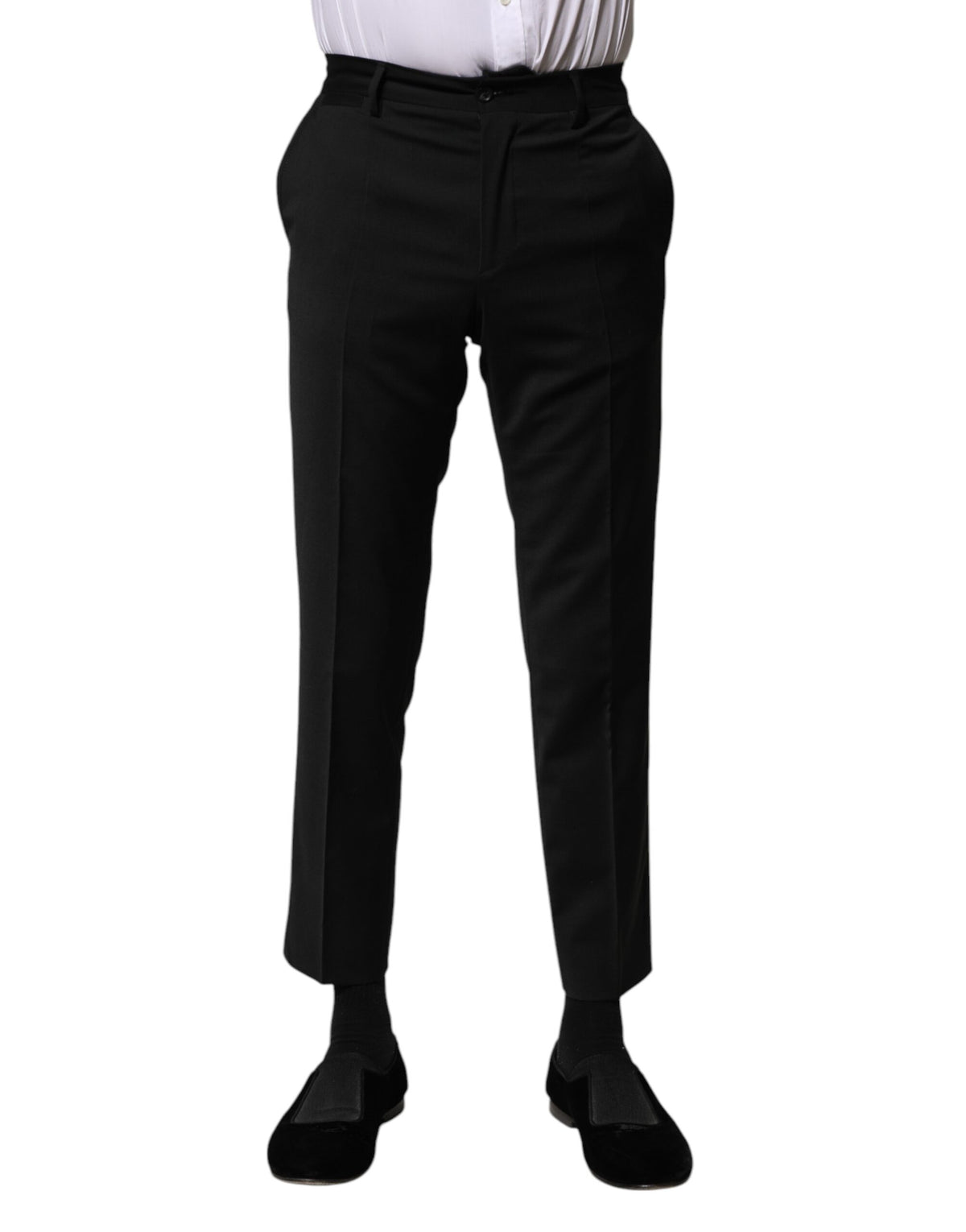 Dolce & Gabbana Black Wool Formal Men Cropped Men's Pants