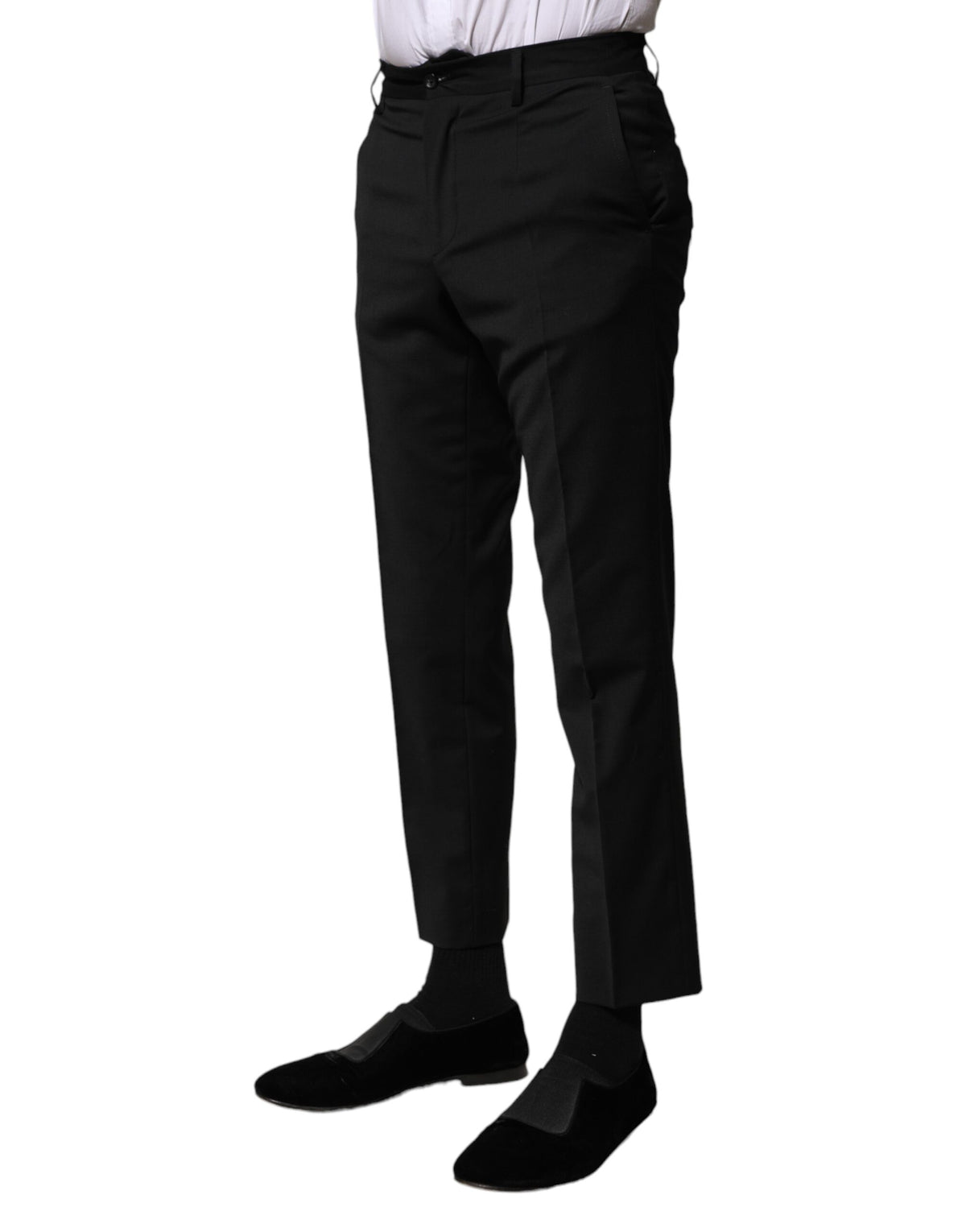 Dolce & Gabbana Black Wool Formal Men Cropped Men's Pants