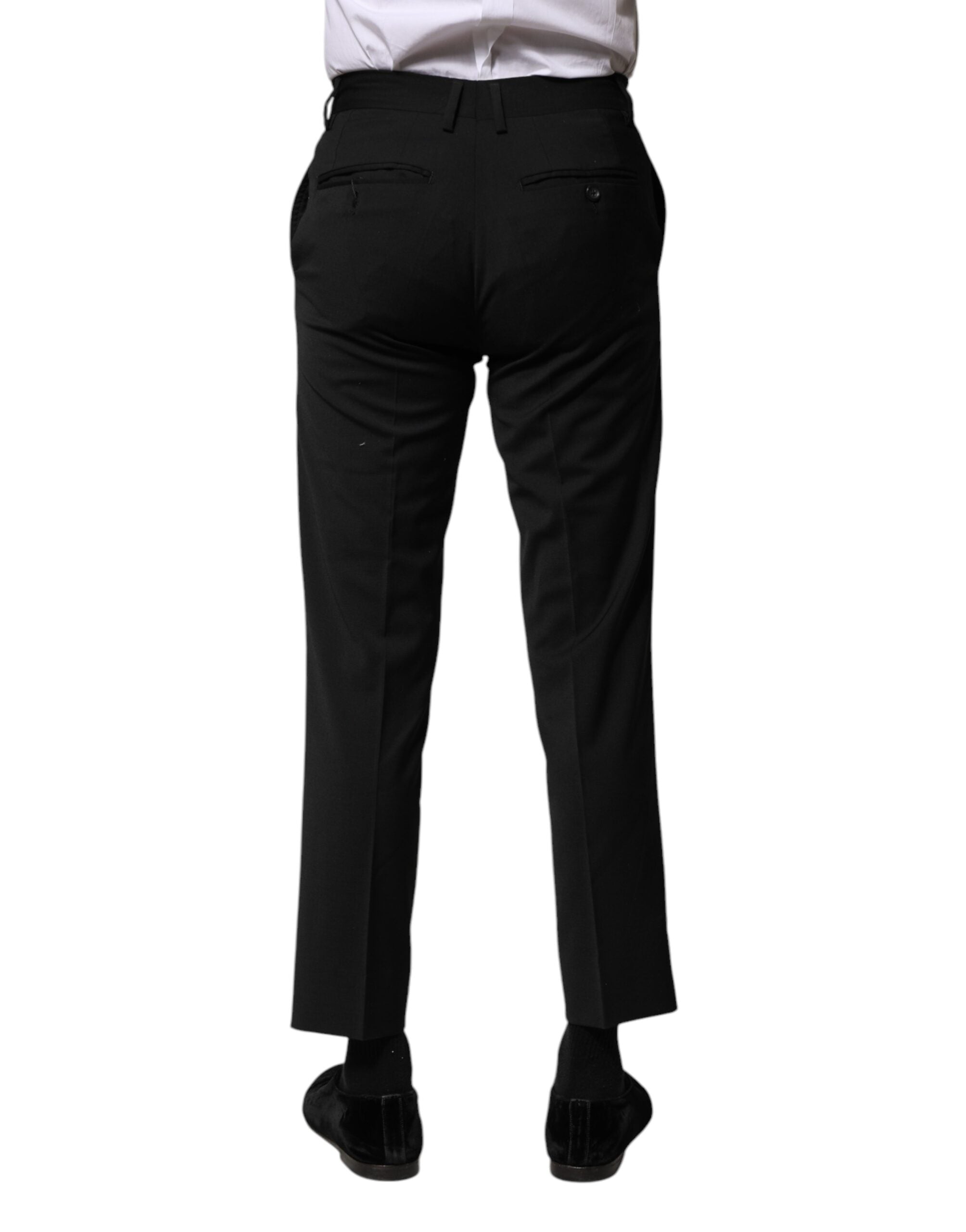 Dolce & Gabbana Black Wool Formal Men Cropped Men's Pants