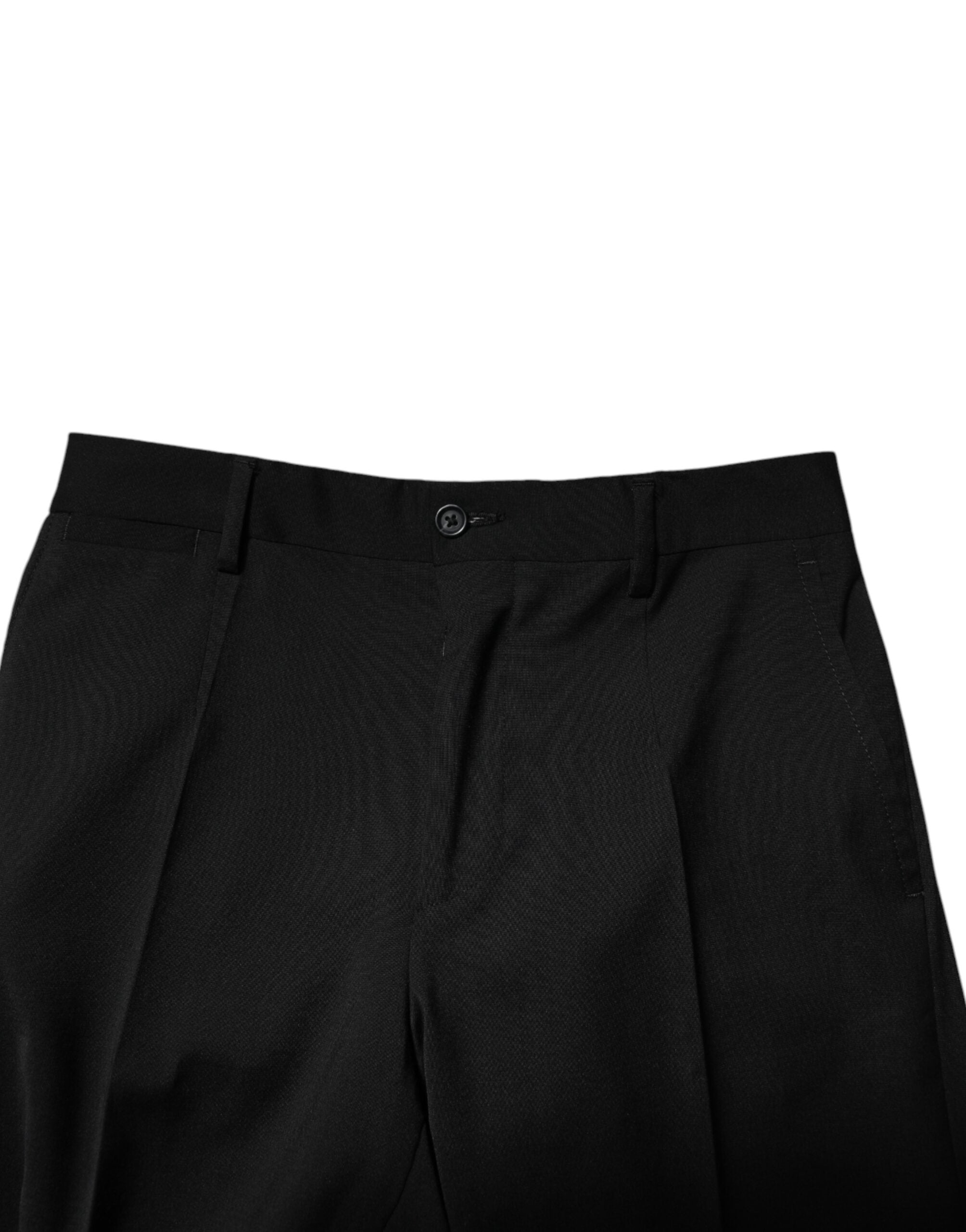 Dolce & Gabbana Black Wool Formal Men Cropped Men's Pants