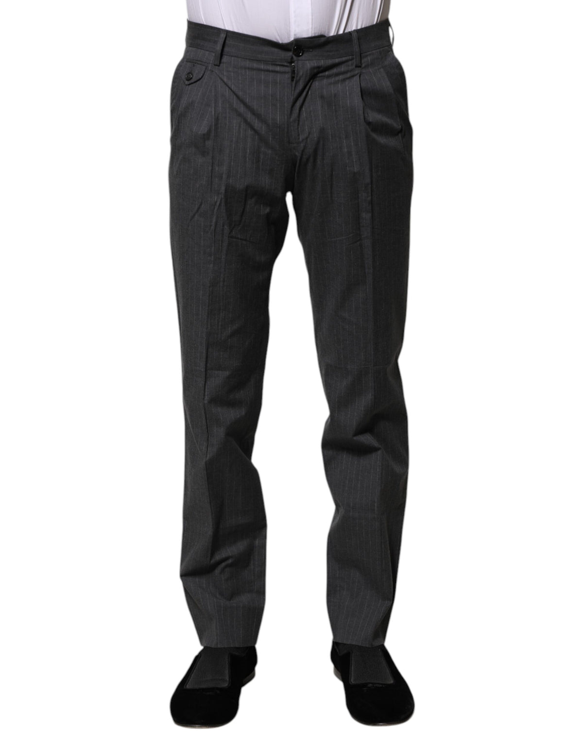 Dolce & Gabbana Gray Striped Cotton Formal Men's Pants