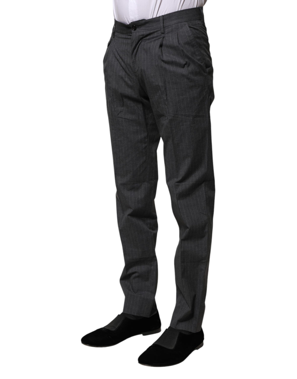 Dolce & Gabbana Gray Striped Cotton Formal Men's Pants