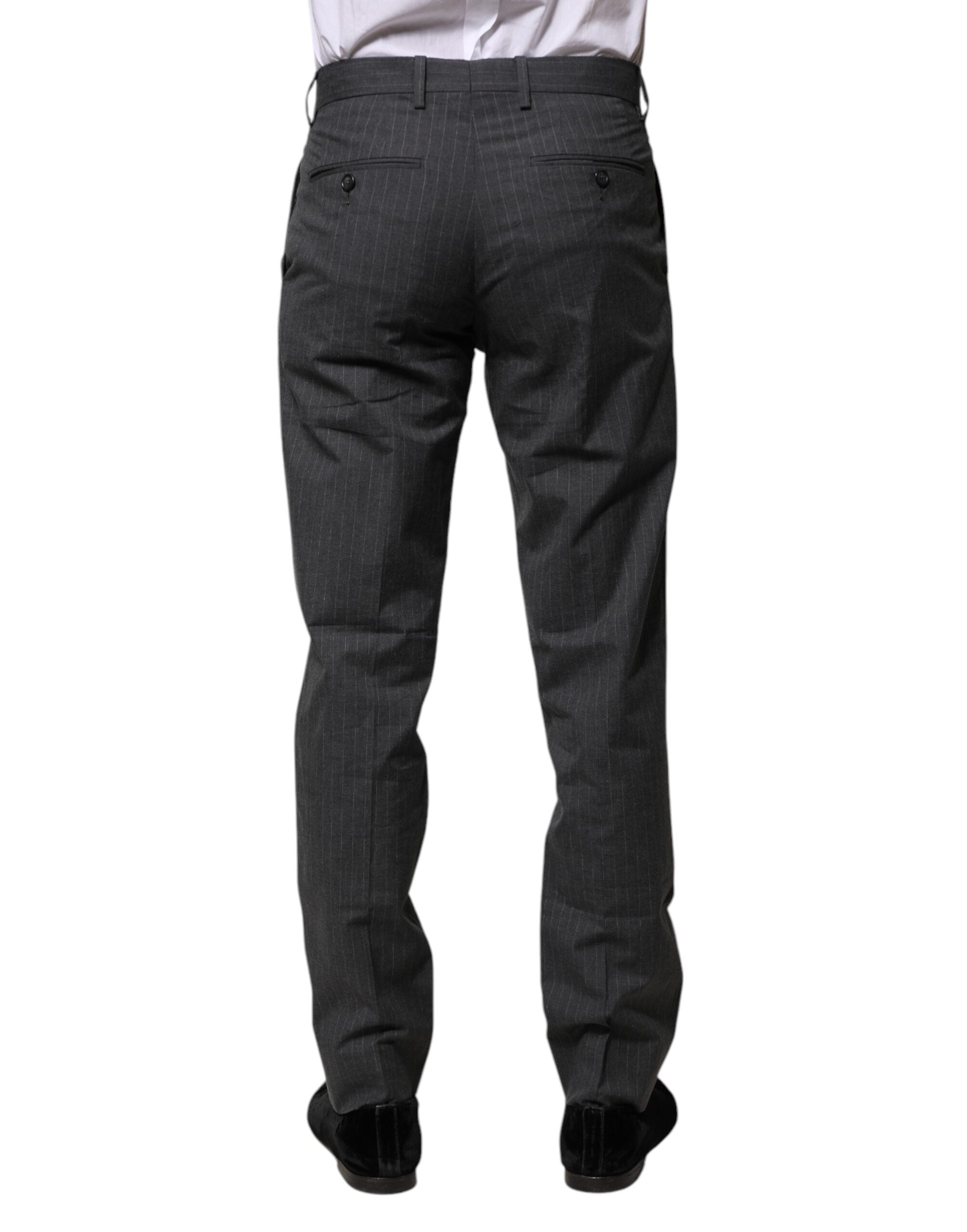 Dolce & Gabbana Gray Striped Cotton Formal Men's Pants