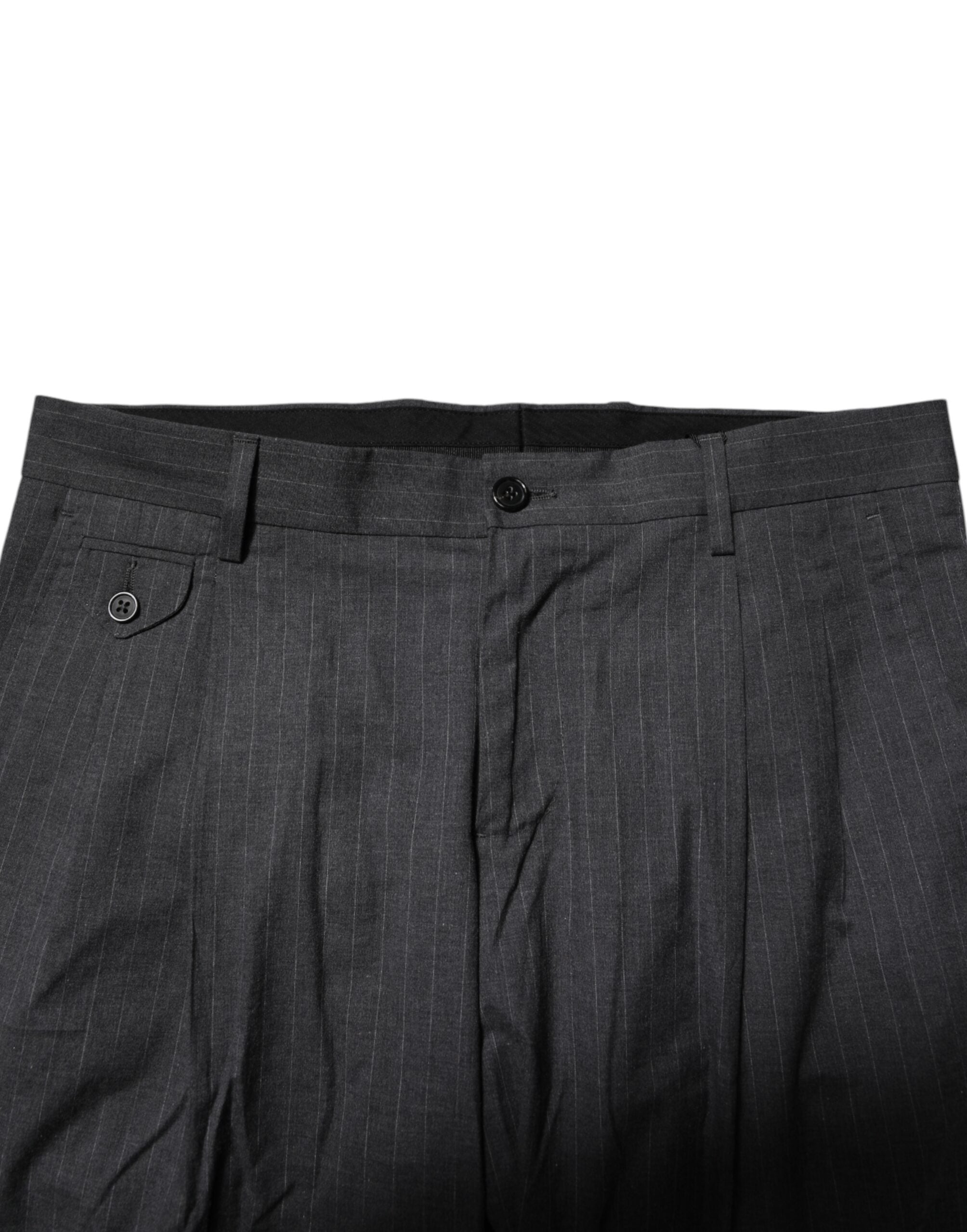 Dolce & Gabbana Gray Striped Cotton Formal Men's Pants