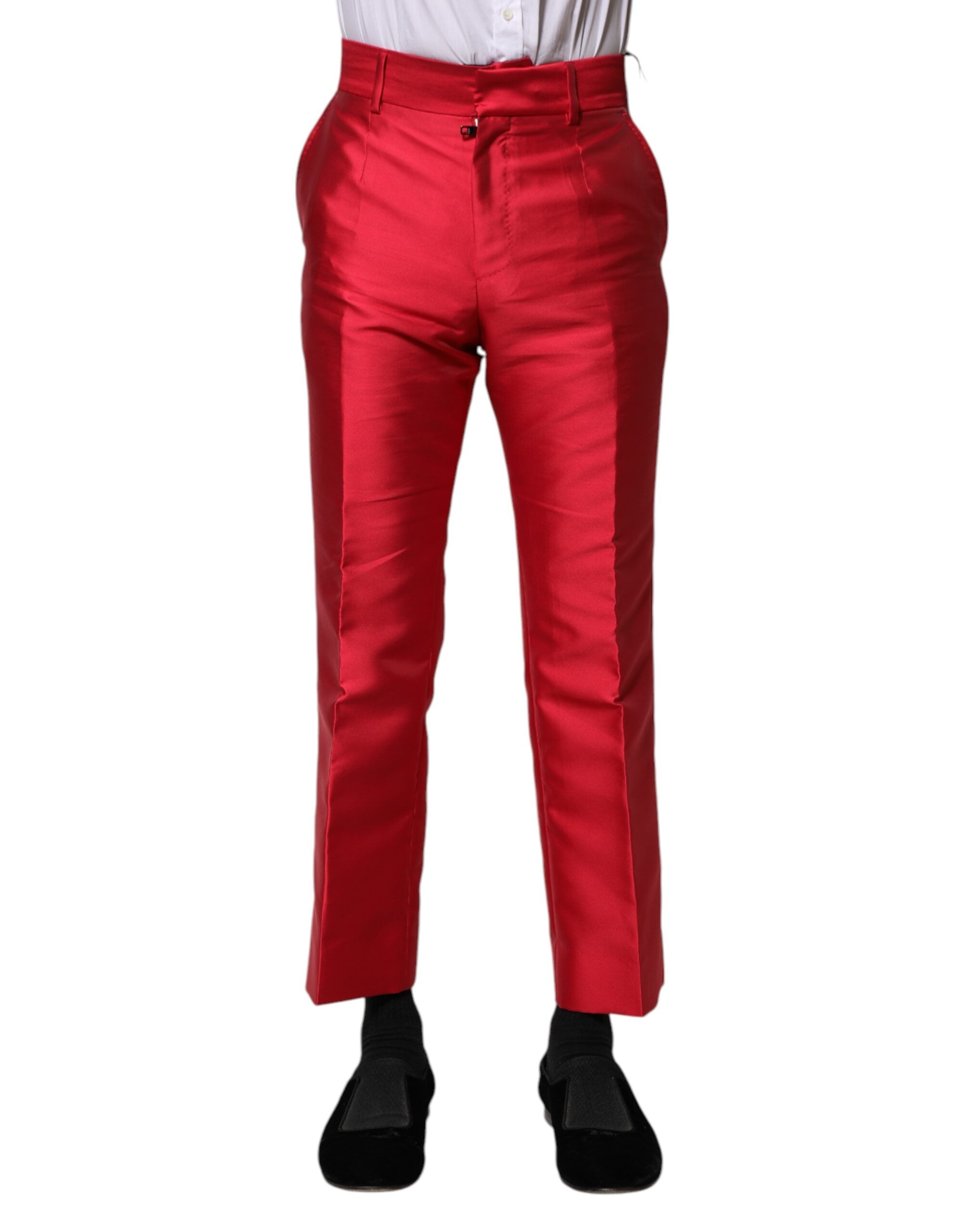 Dolce & Gabbana Red Polyester Cropped Dress Men's Pants