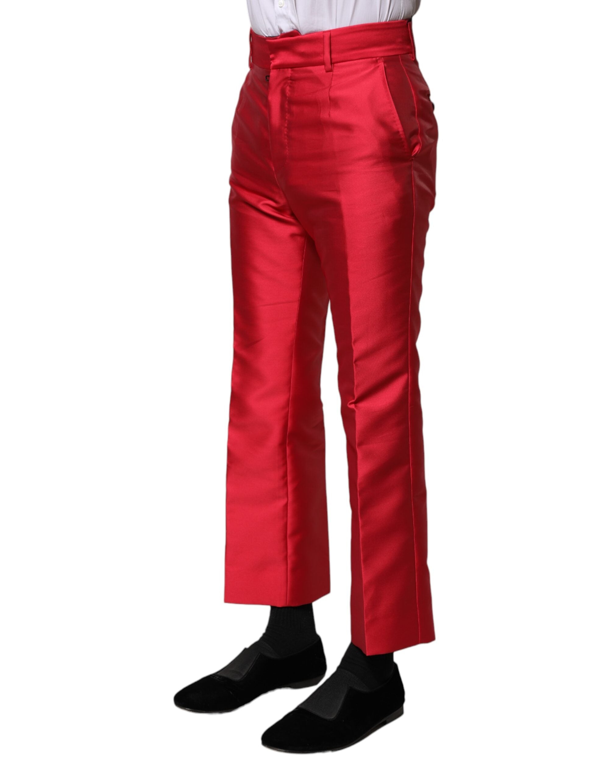 Dolce & Gabbana Red Polyester Cropped Dress Men's Pants