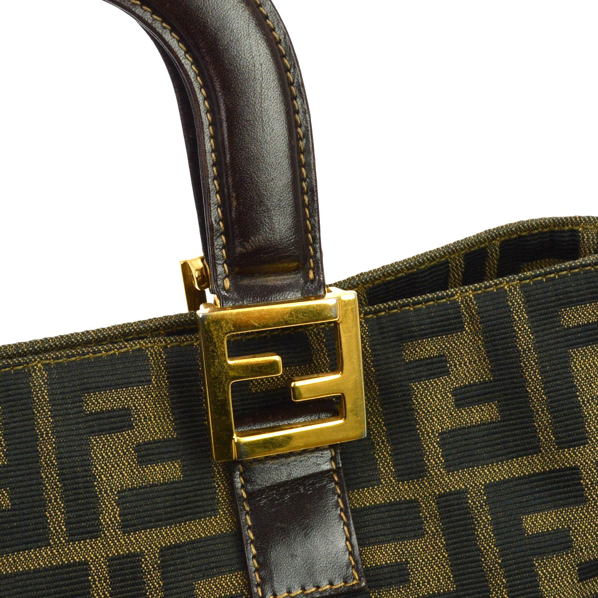 Fendi Vintage Top Handle Zucca Canvas Brown Canvas Tote Bag Bag (Pre-Owned)