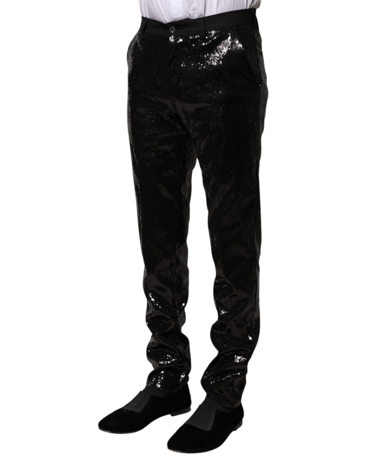 Dolce & Gabbana Black Sequined Embellishment Men's Pants