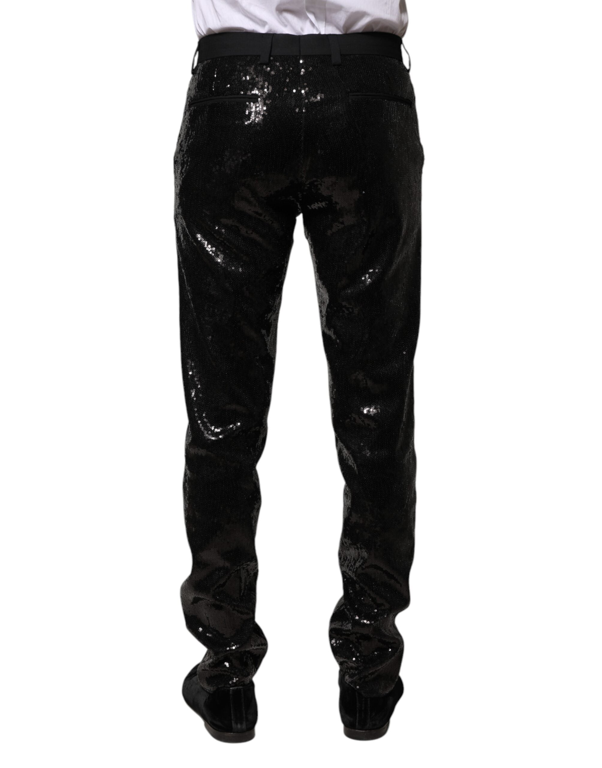 Dolce & Gabbana Black Sequined Embellishment Men's Pants