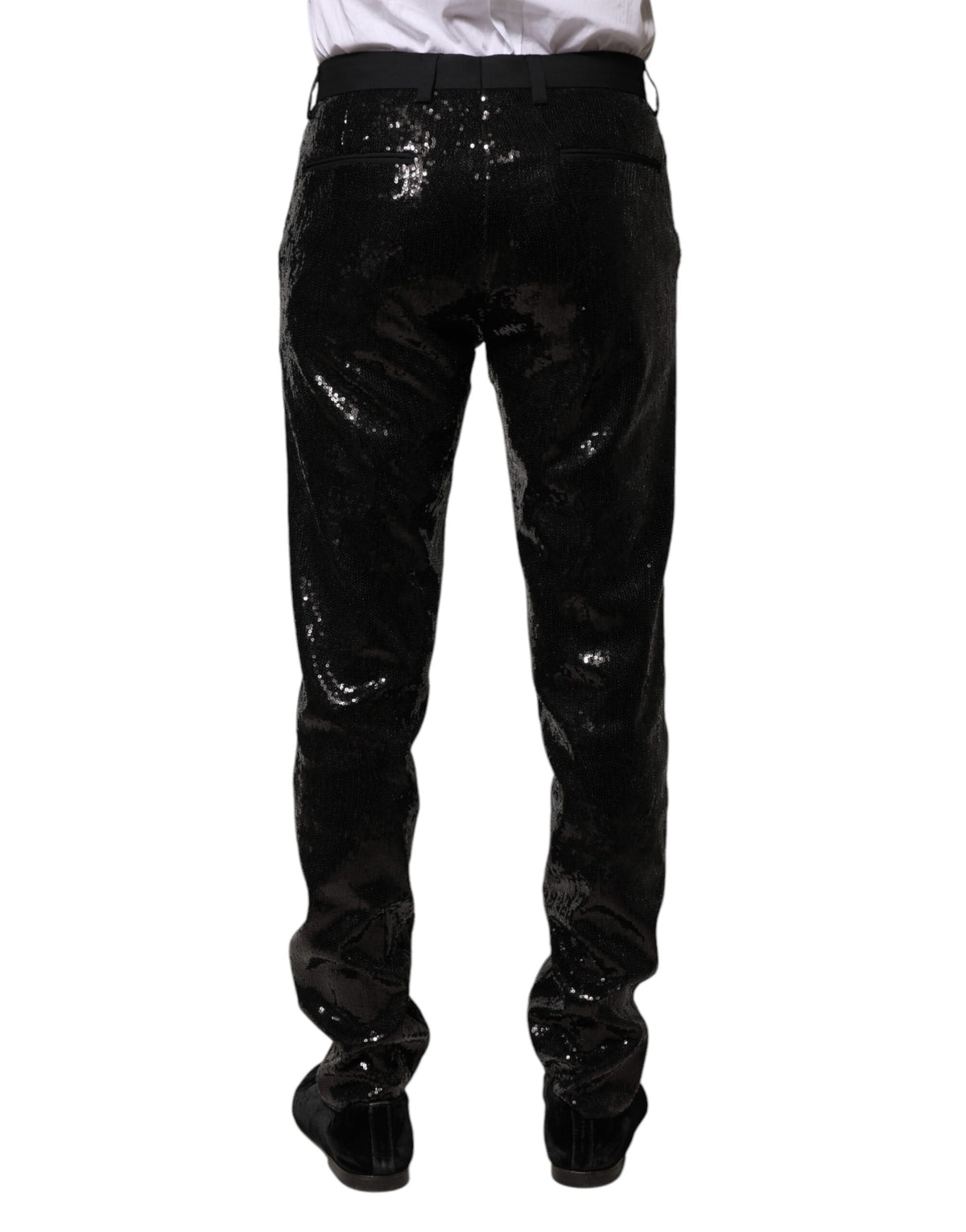 Dolce & Gabbana Black Sequined Embellishment Men's Pants