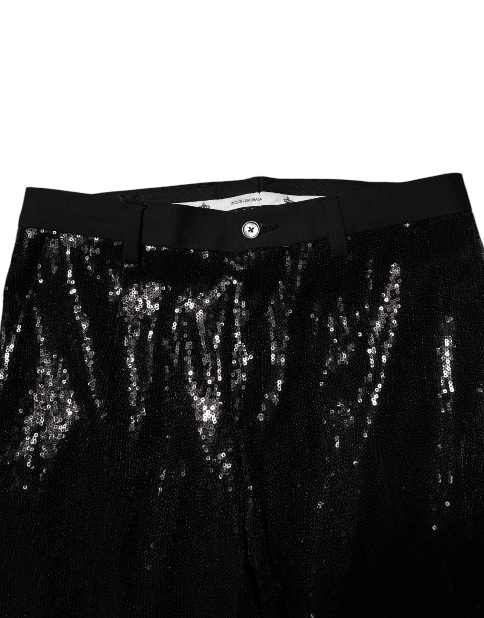 Dolce & Gabbana Black Sequined Embellishment Men's Pants