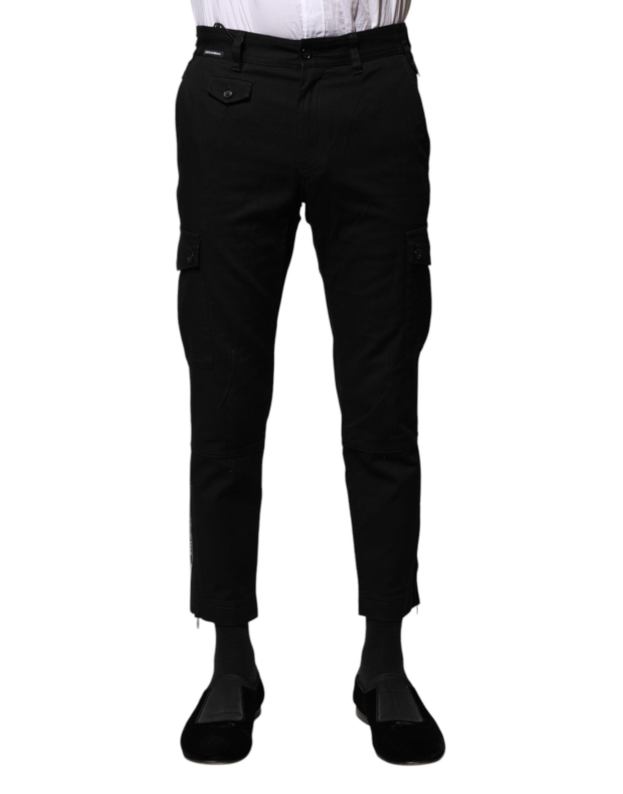Dolce & Gabbana Black Cotton Formal Men Cropped Men's Pants (Pre-Owned)